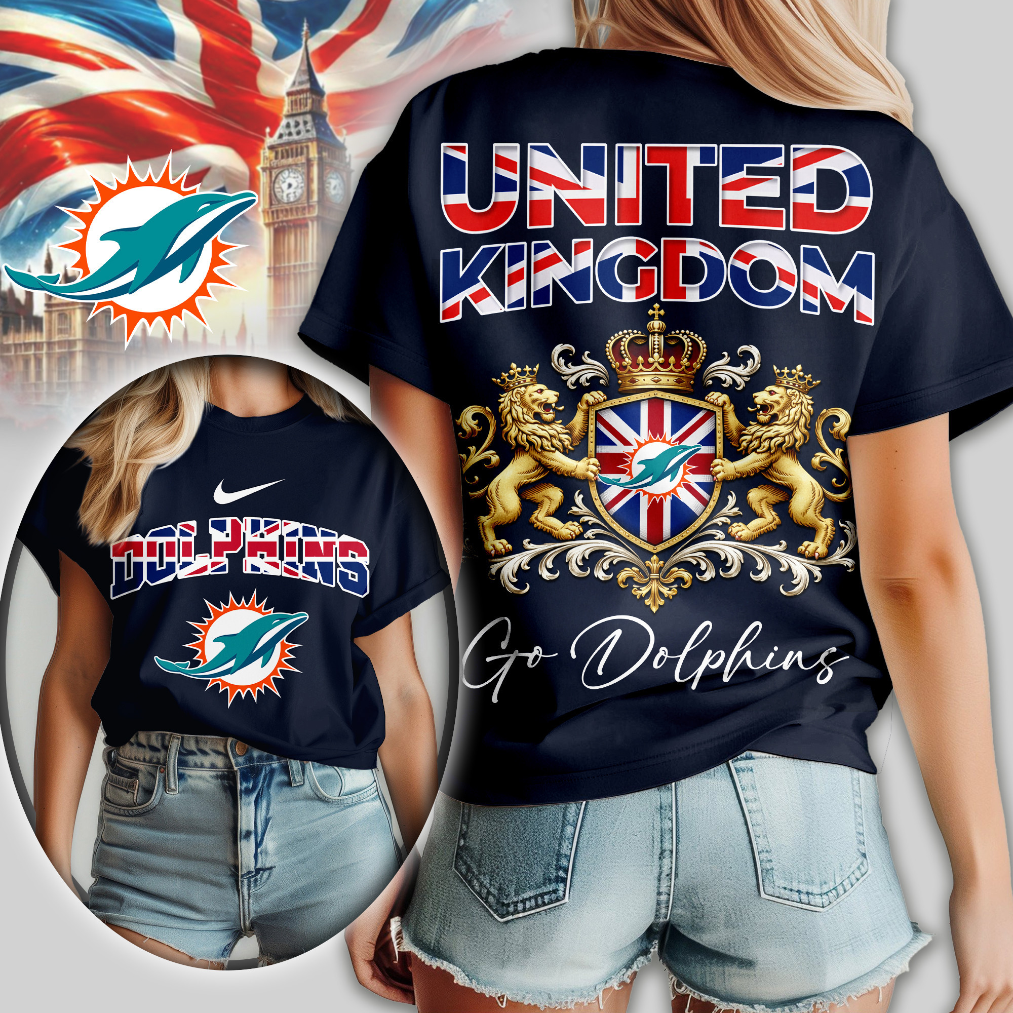 Miami Dolphins | Premium NFL United Kingdom Women Shirt TD