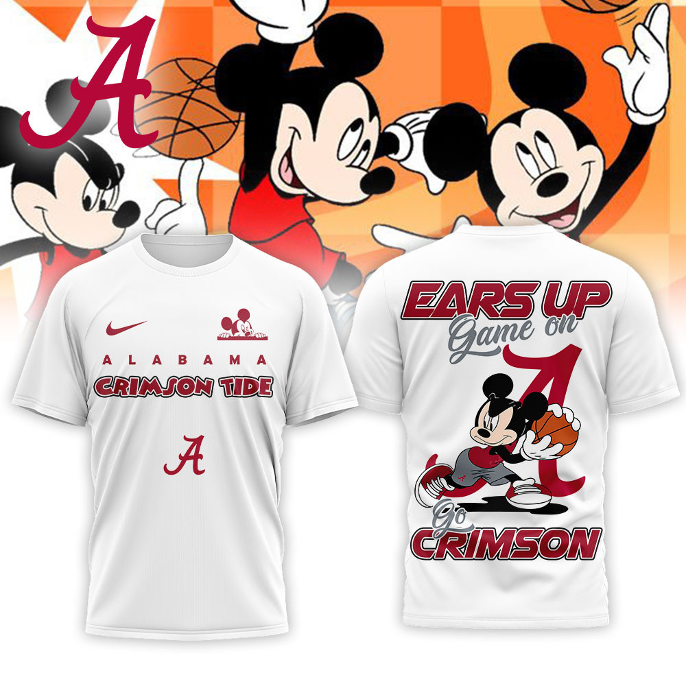 Alabama Crimson Tide | Premium NCAA Mickey Ears Up Game On 3D T-Shirt NP