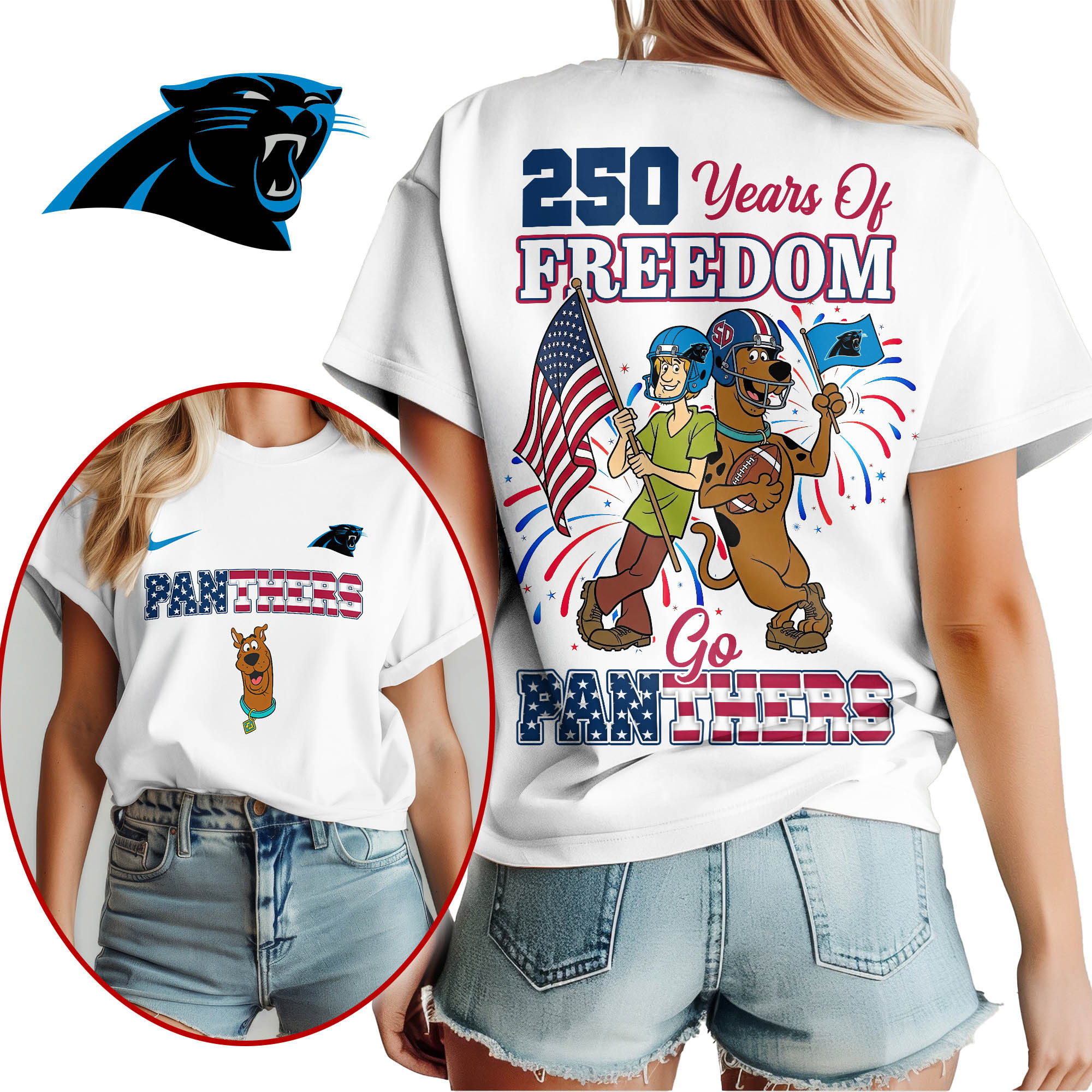 Carolina Panthers | Premium NFL Scooby Doo Celebrates 250th Anniversary 3D Shirt NP