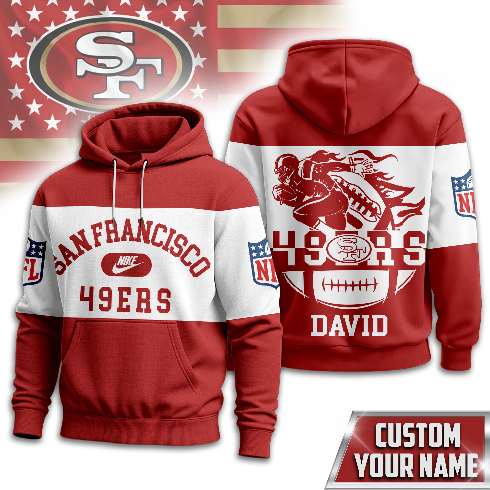 San Francisco 49ers | Premium NFL Touchdown Spirit Personalized Hoodie TD