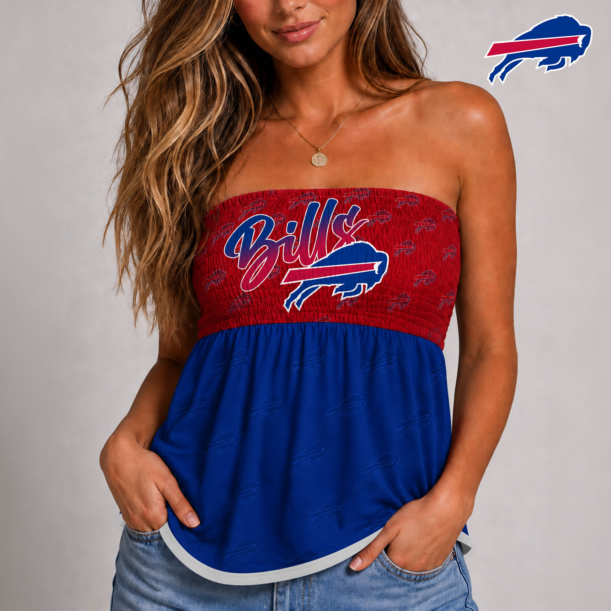 Buffalo Bills | Premium NFL Vintage Strapless Top Long Sleeveless NY