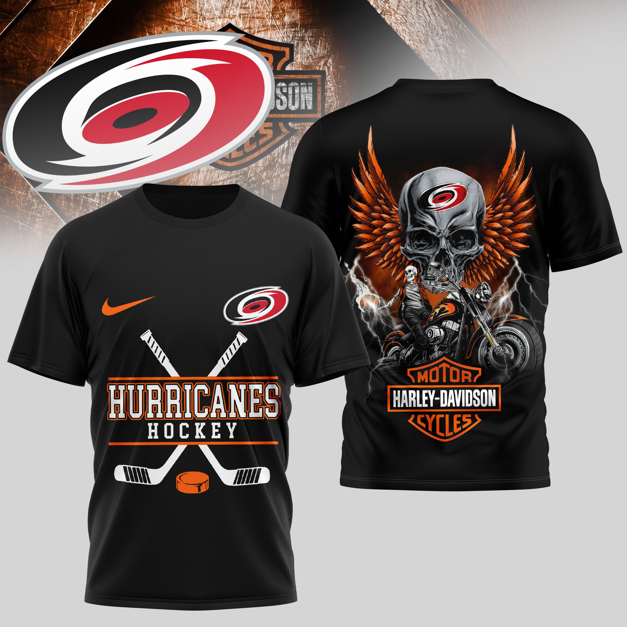 Carolina Hurricanes | Premium NHL Harley Davidson 3D Shirt TD