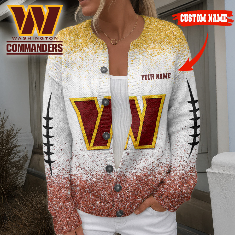Washington Commanders | Premium NFL Glitter Effect Cozy Knit Cardigan HI