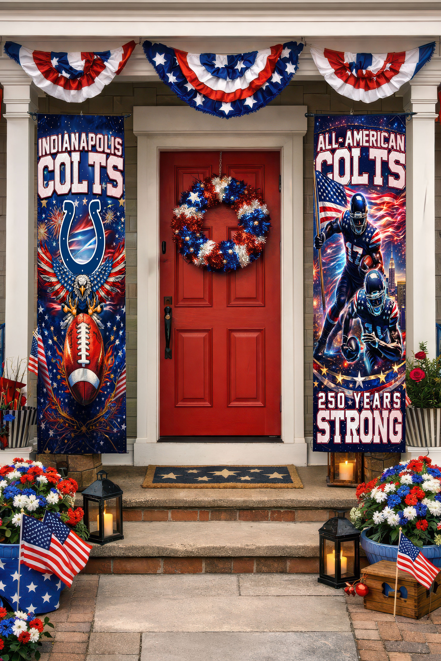 Indianapolis Colts | Premium NFL 250th Anniversary Of America Independence Day Porch Sign HY