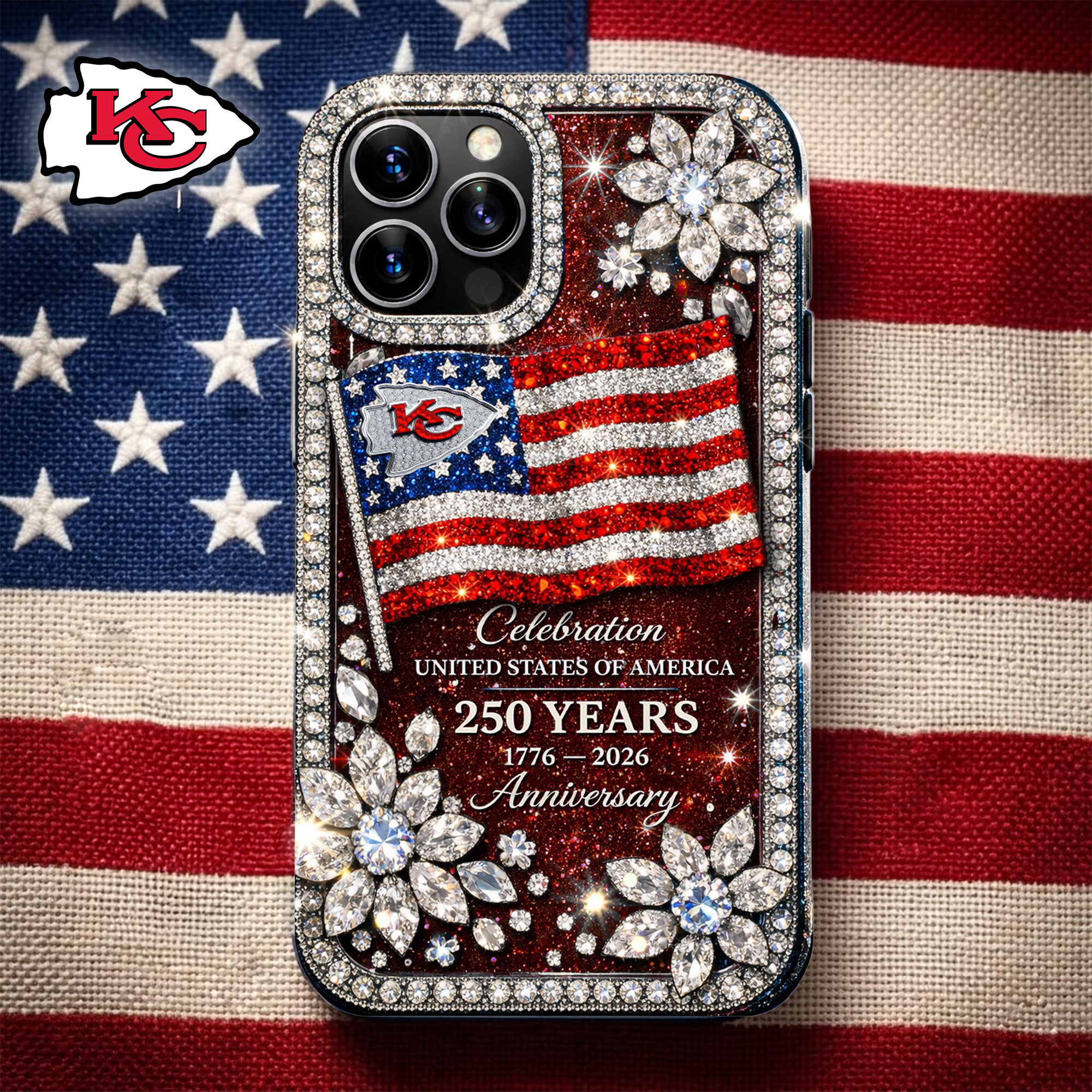 Kansas City Chiefs | Premium NFL Celebration United States Of America 250 Years Luxury Phone Case TD