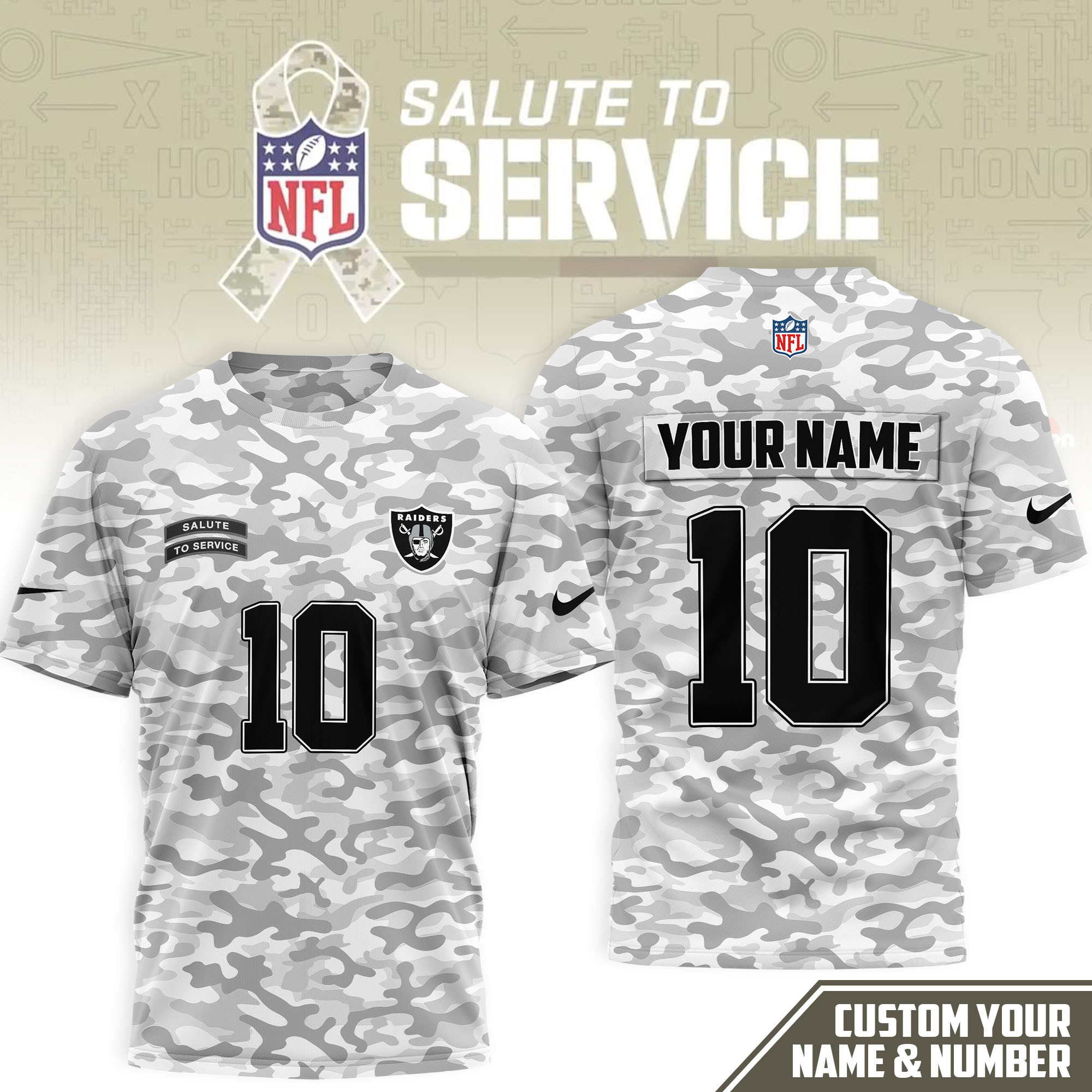 Las Vegas Raiders | Premium NFL Salute to Service Camo 3D Shirt NTH1