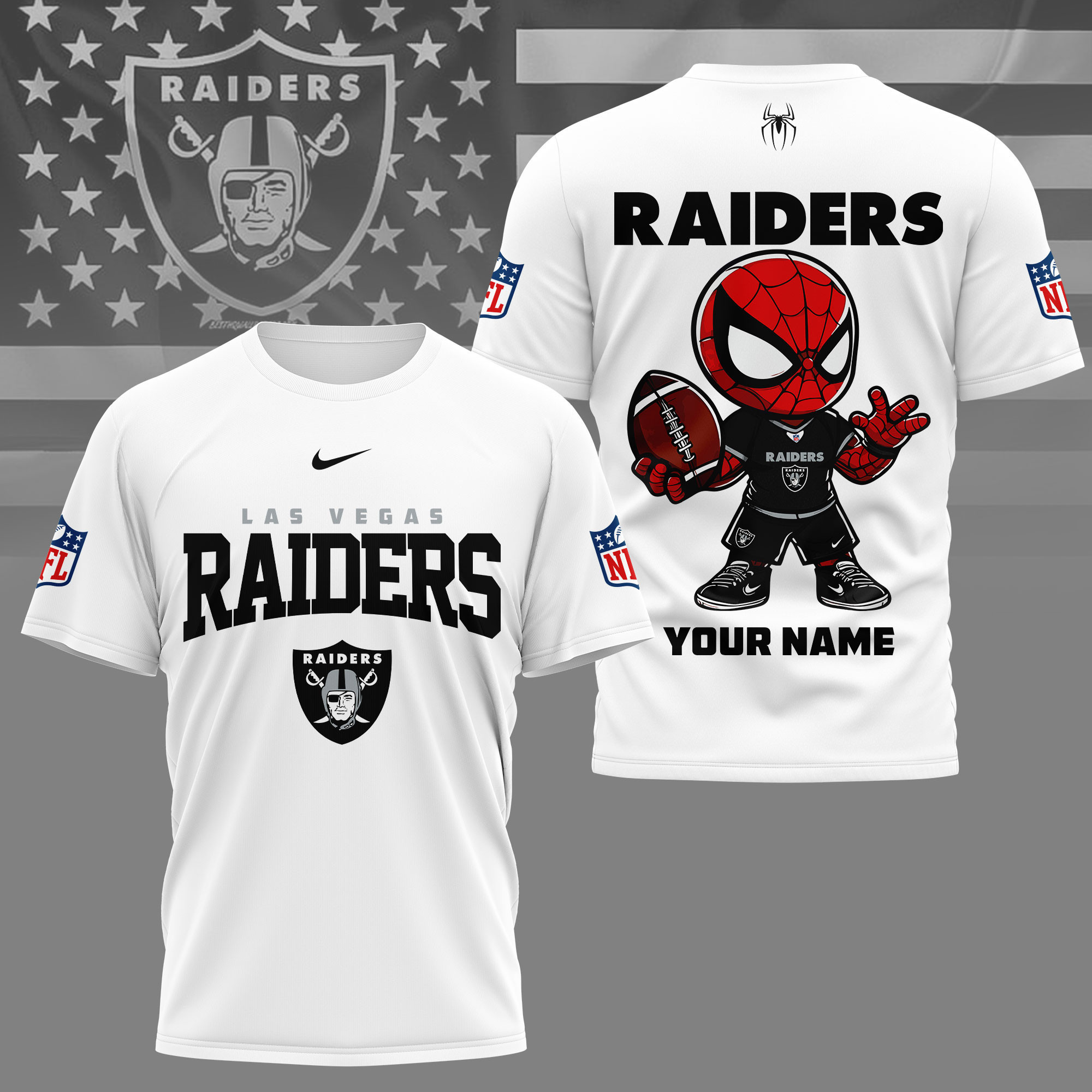 Las Vegas Raiders | Premium NFL Spider Hero Custom 3D Shirt NY