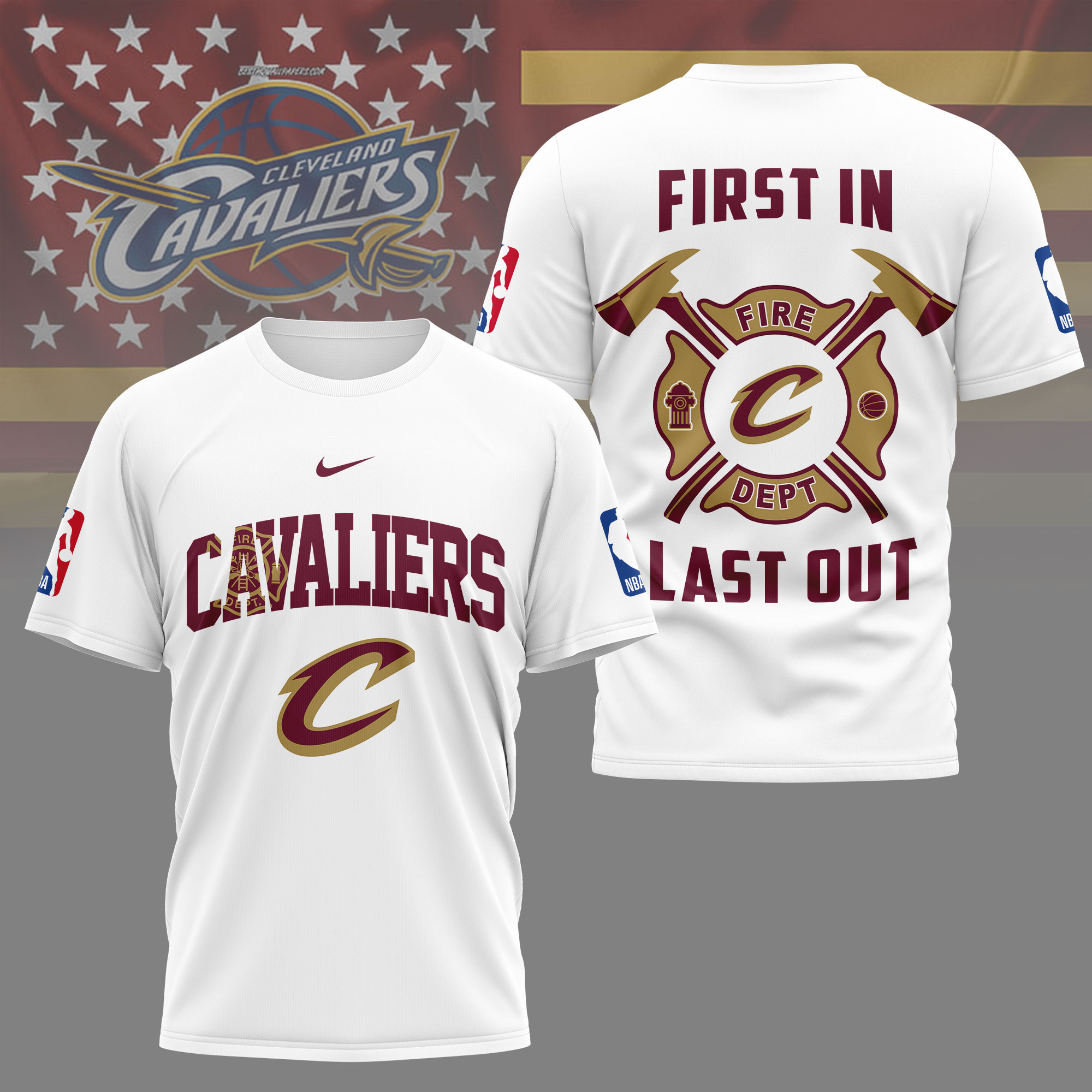 Cleveland Cavaliers | Premium NBA Fire Dept 3D Shirt TD