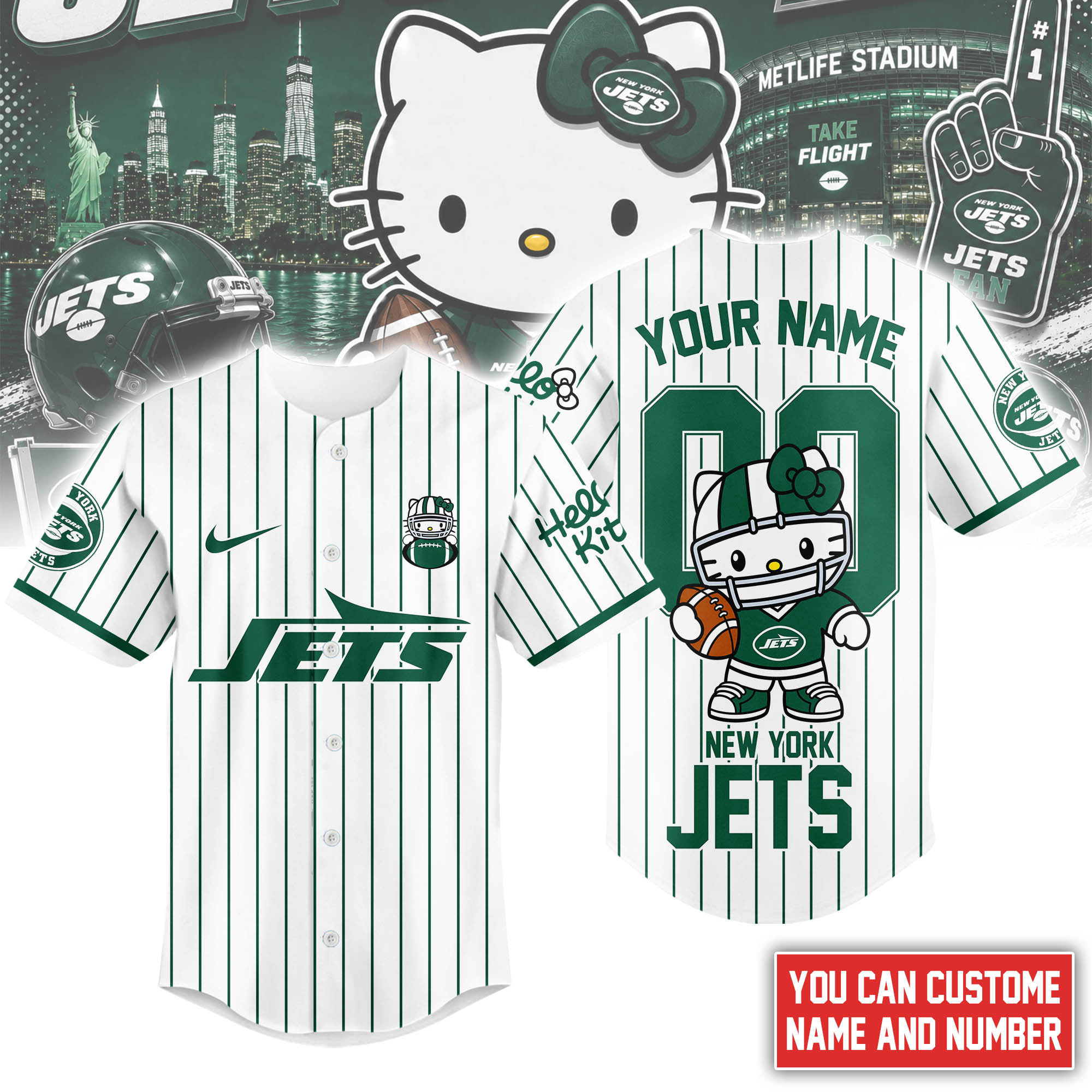 New York Jets | Premium NFL Kitty Game Day Custom Jersey Shirt NTH1