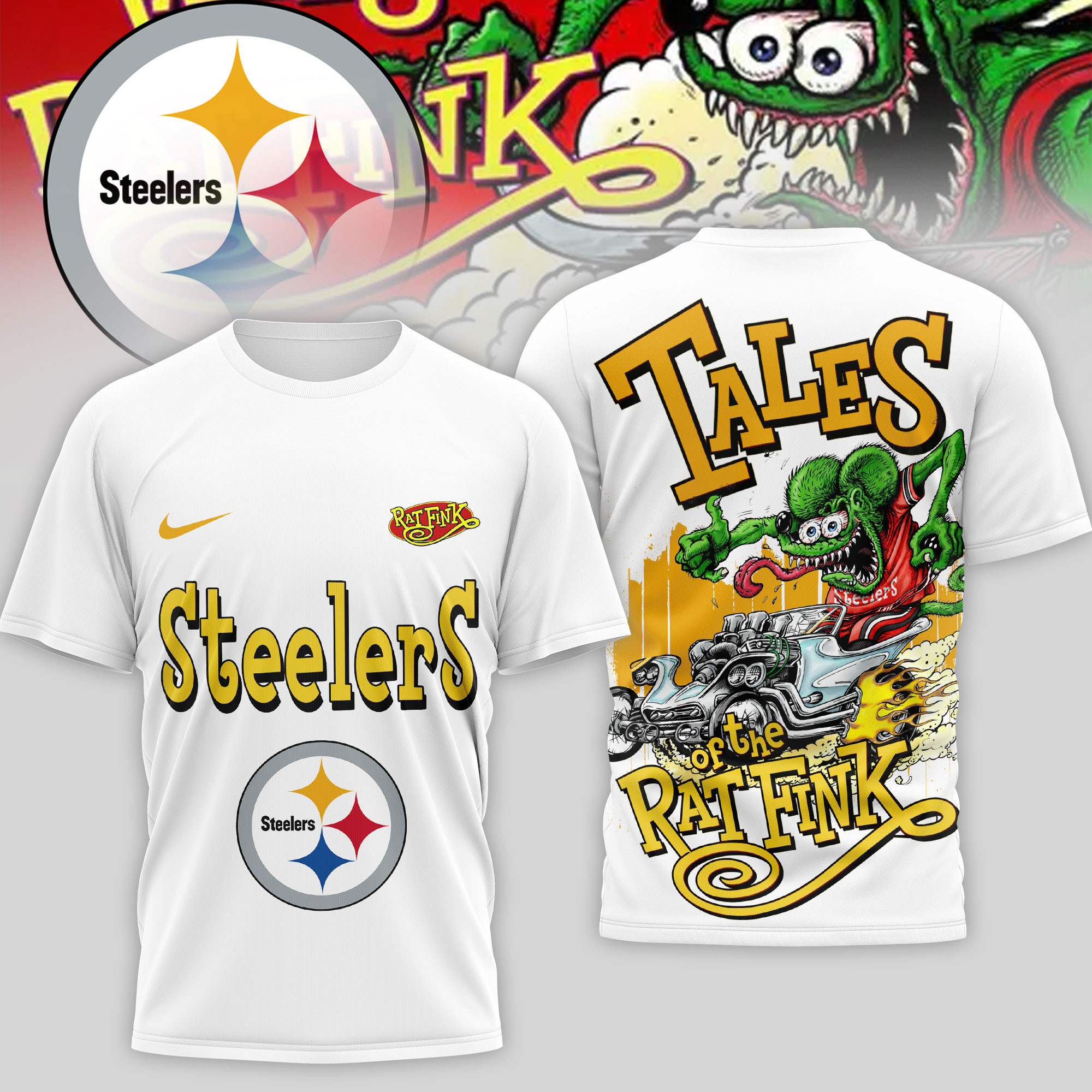 Pittsburgh Steelers | Premium NFL Rat Fink 3D Shirt TD