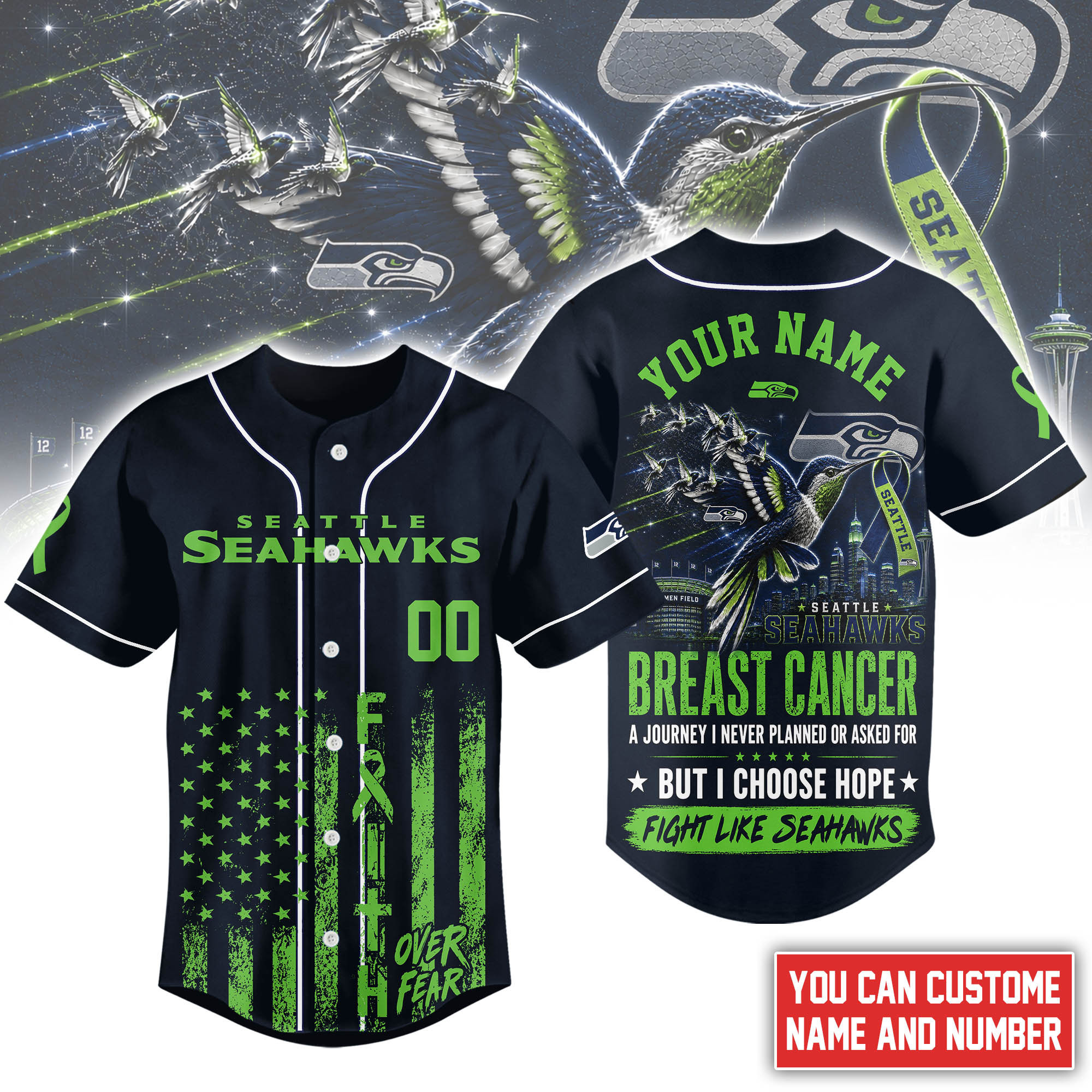 Seattle Seahawks | Premium NFL Hope Over Fear Jersey NTH1