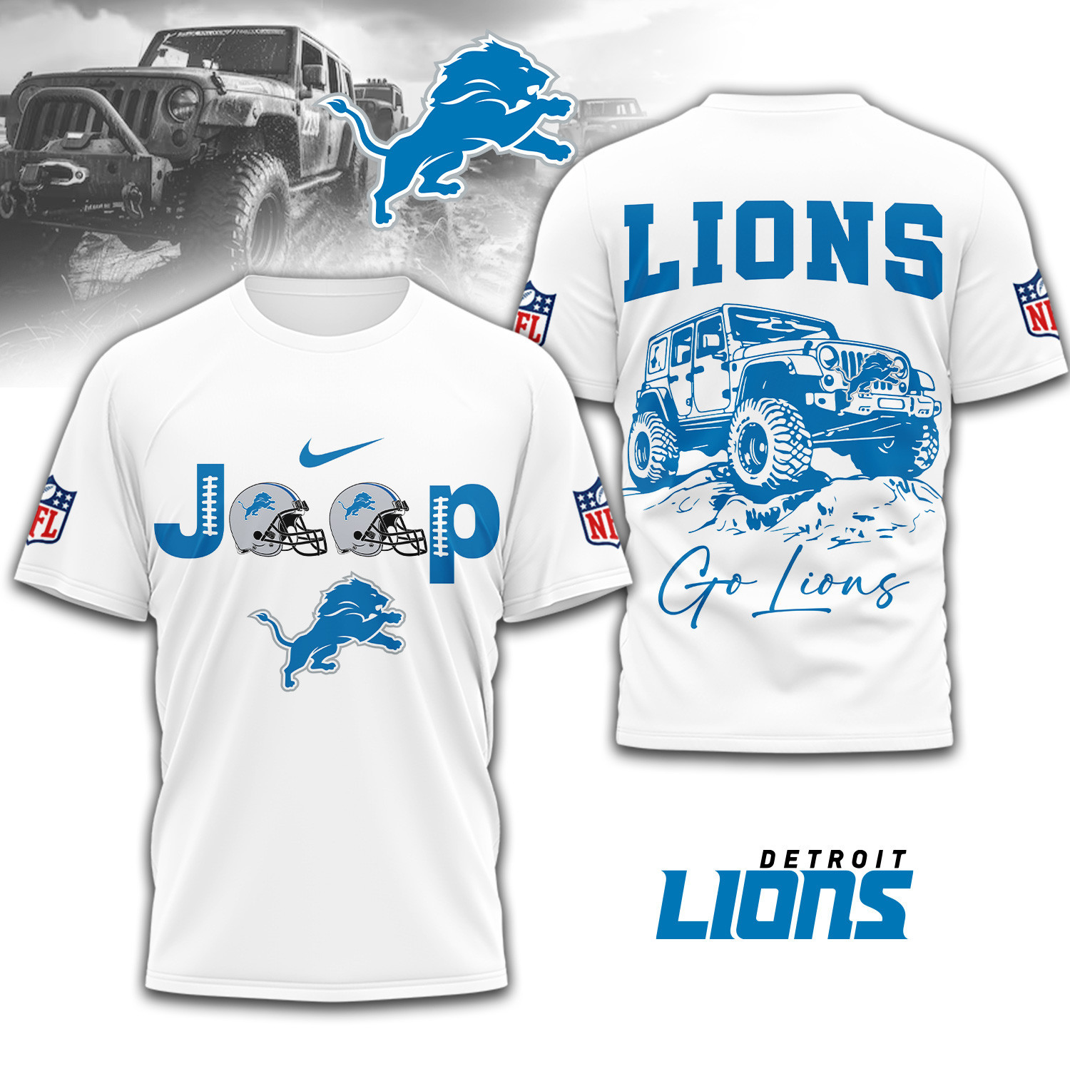 Detroit Lions | Premium NFL Jeep 3D Shirt TD