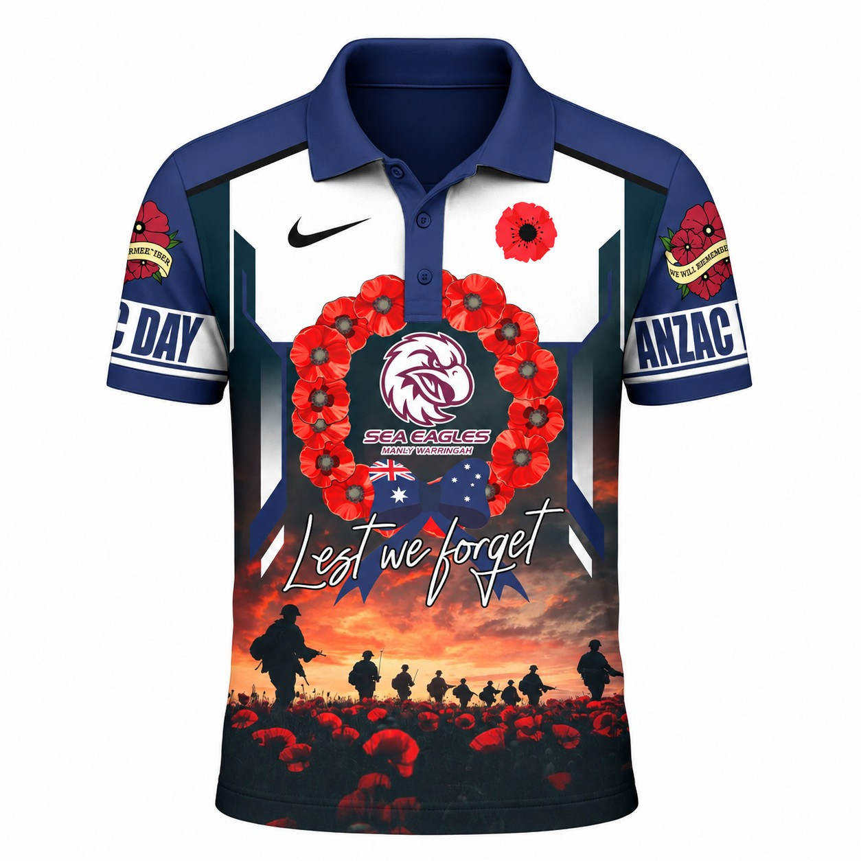 Manly Sea Eagles | Premium NRL ANZAC Day Polo Shirt TD