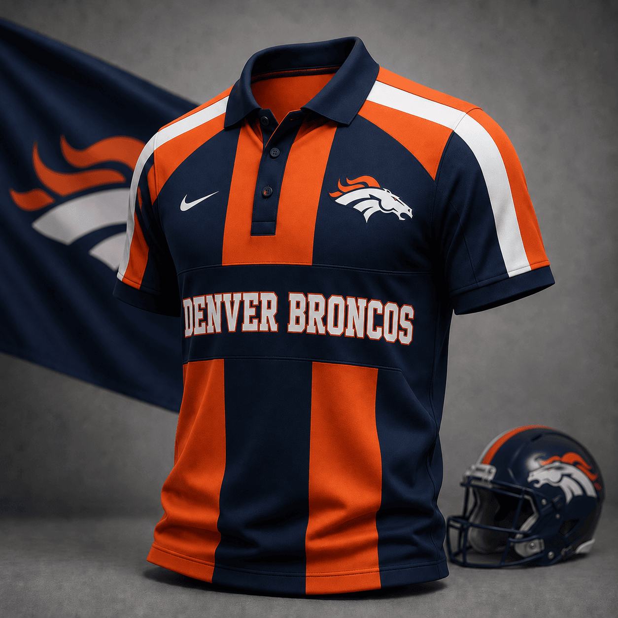 Denver Broncos | Premium NFL Heritage Stripe Rugby Polo Shirt NY