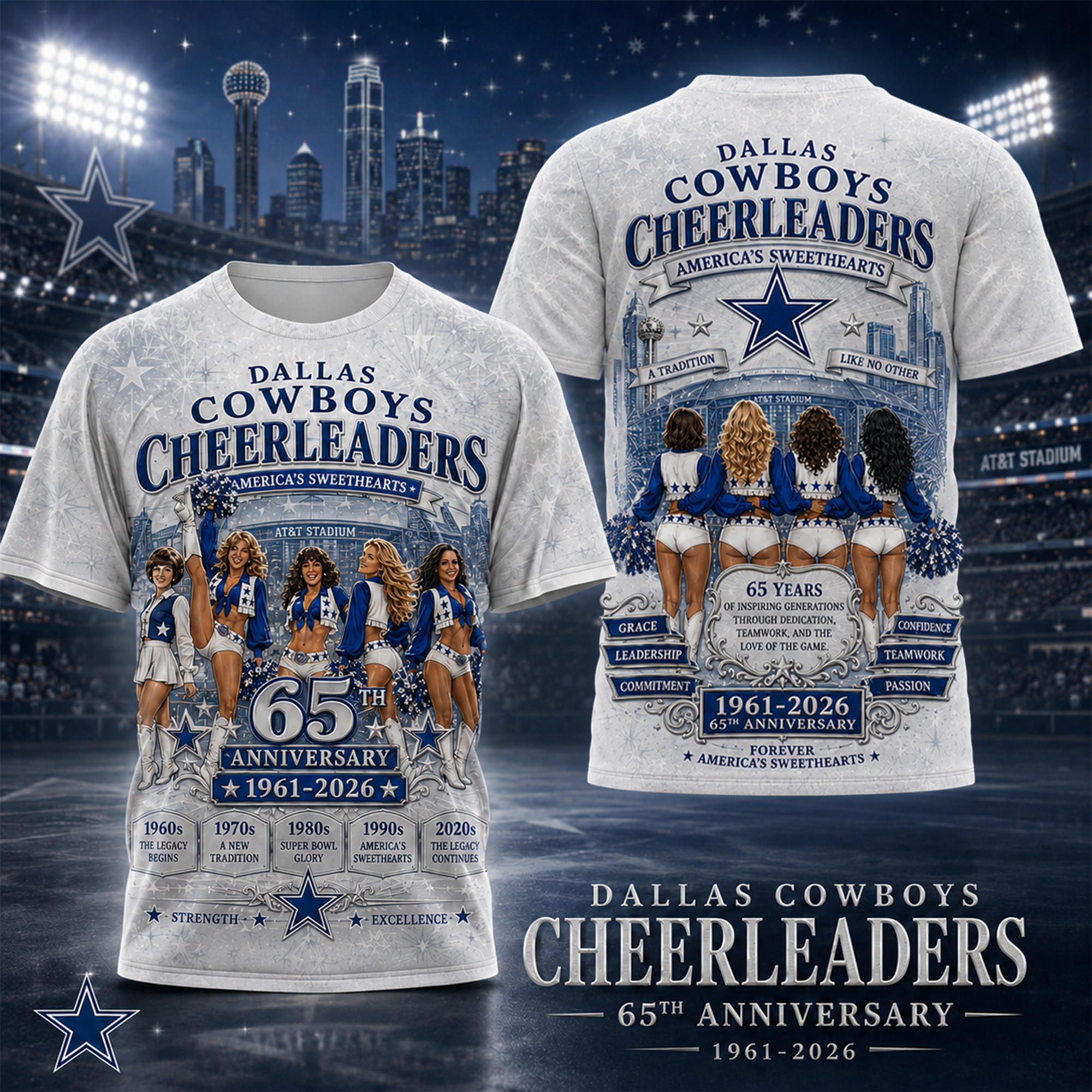 Dallas Cowboys | Premium NFL Dallas Cowboys Cheerleaders 3D Shirt TD