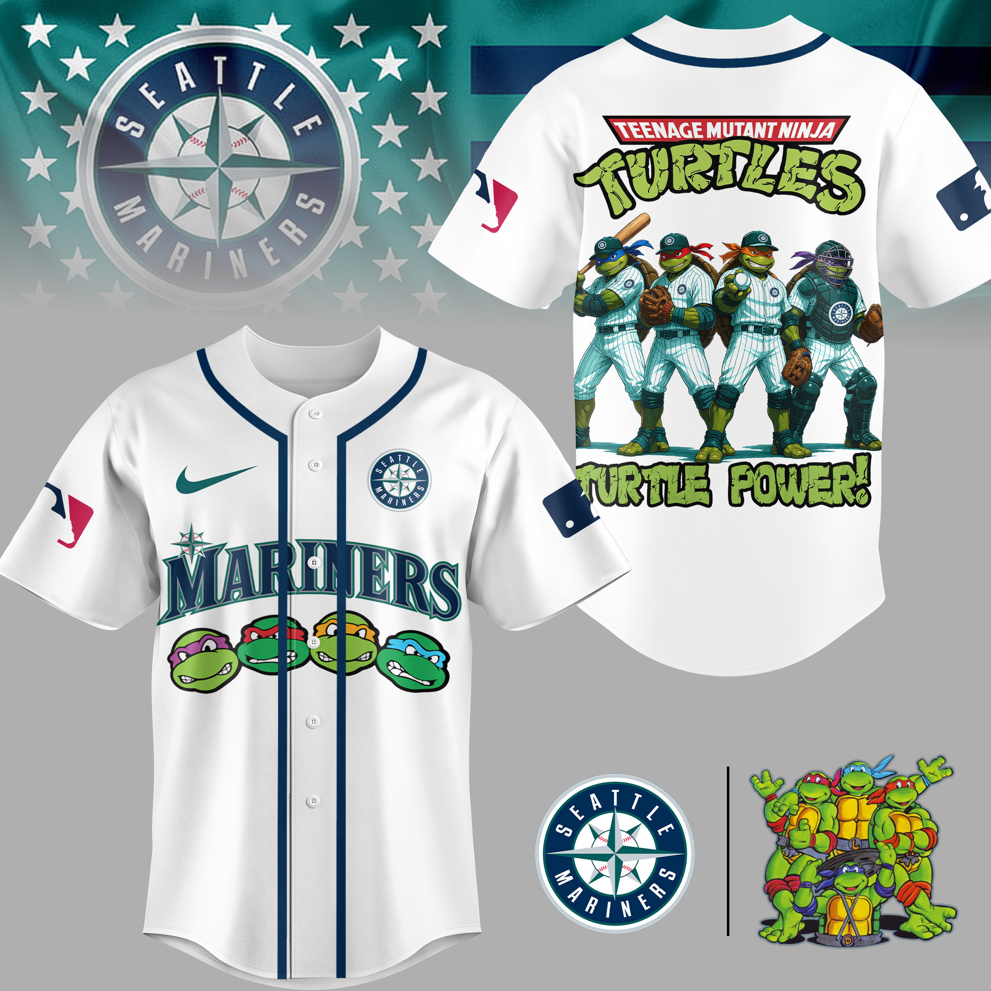 Seattle Mariners | Premium MLB Teenage Mutant Ninja Turtles Jersey TD