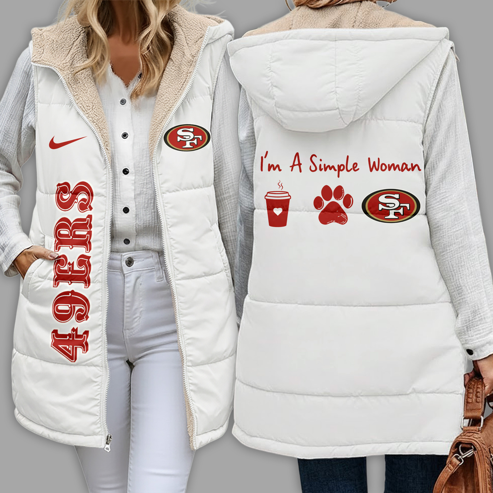 San Francisco 49ers | Premium NFL Simple Girl Quilted Vest TD