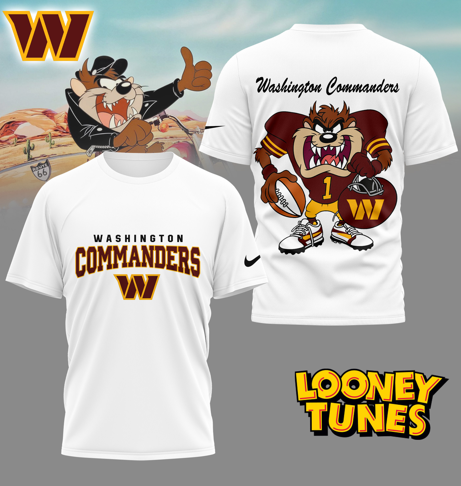 Washington Commanders | Premium NFL and Looney Tunes Fan Shirt HI