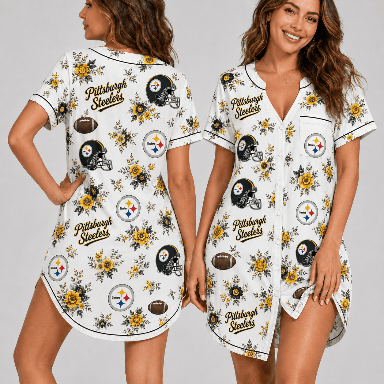 Pittsburgh Steelers | Premium NFL Football Fan Favorites Women Pajamas Dress TD