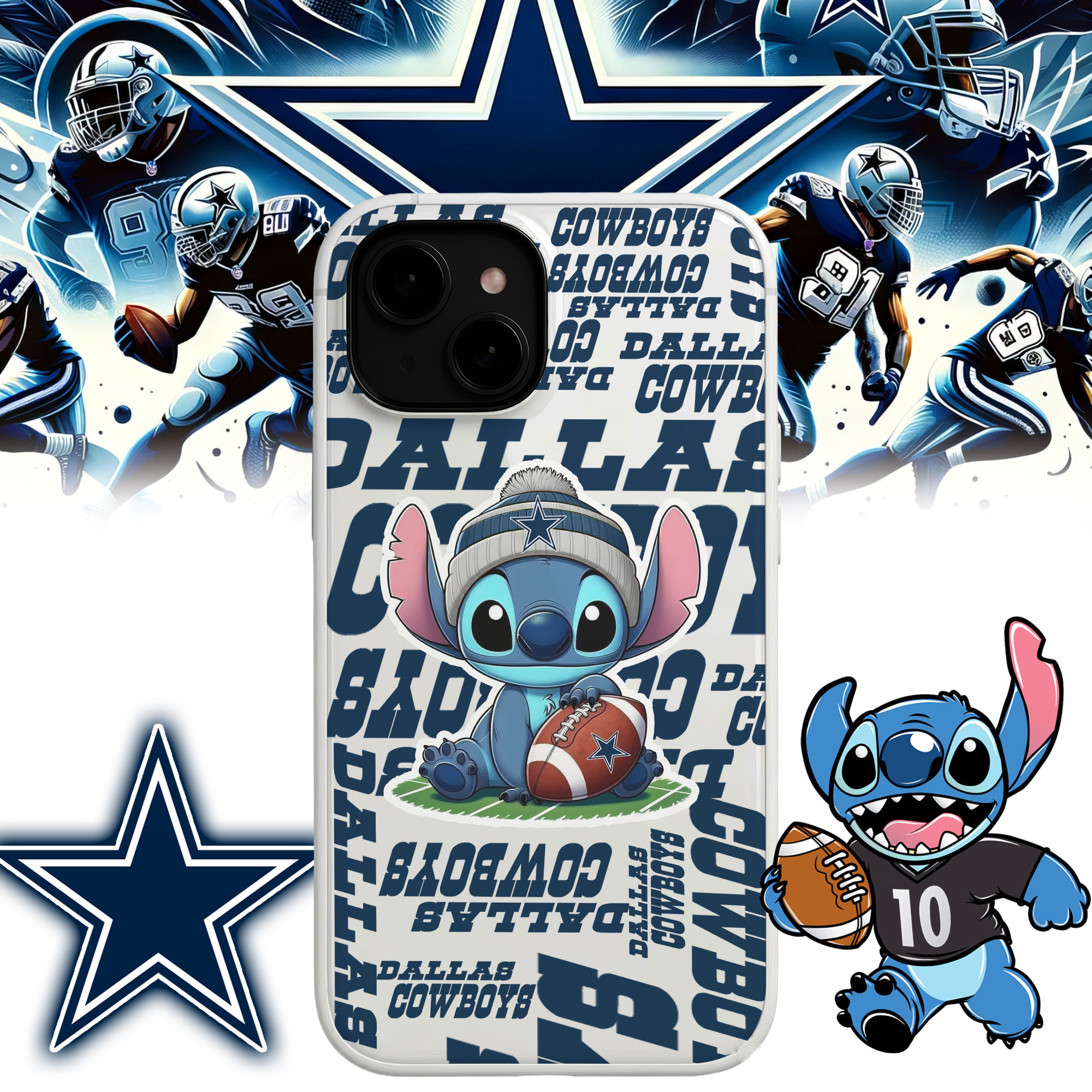 Dallas Cowboys | Premium NFL Stitch Loves Football Phone Case NP