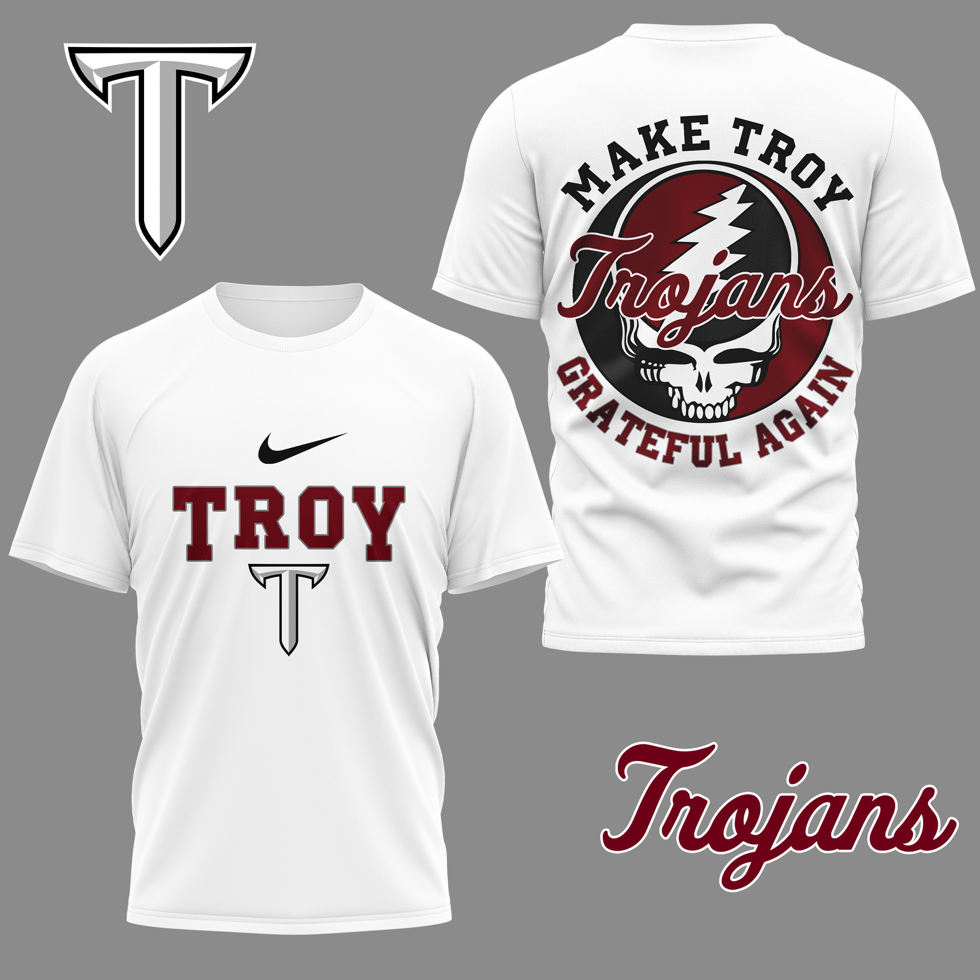 Troy Trojans | Premium NCAA Grateful Game Day 3D Shirt PB0PEEK