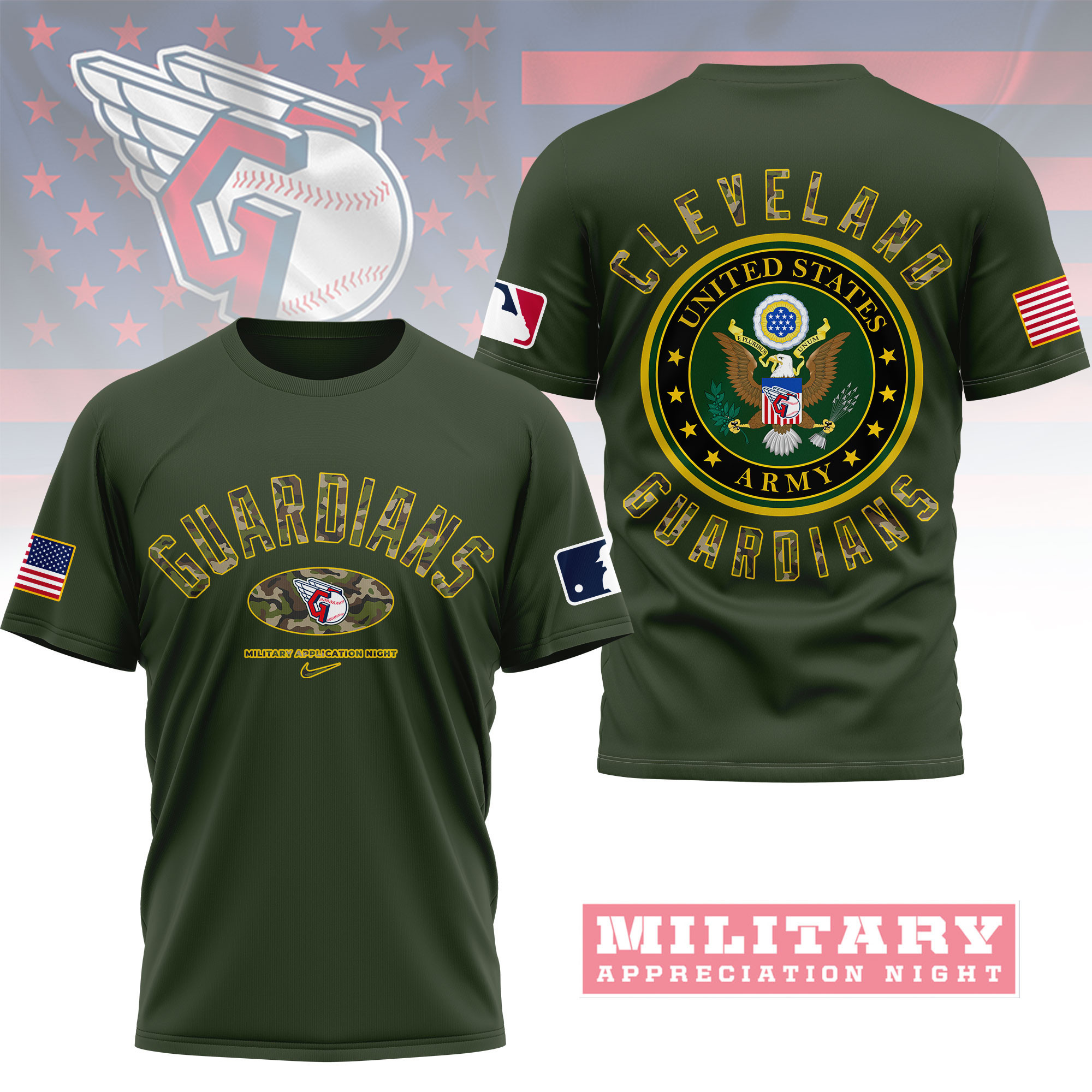 Cleveland Guardians | Premium MLB Military Pride 3D Shirt NY