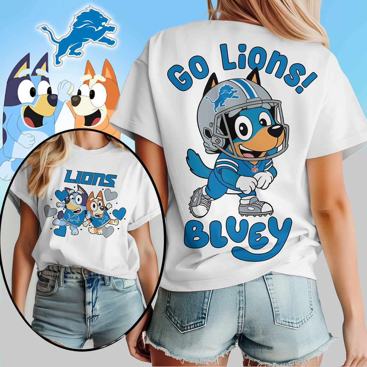 Detroit Lions | Premium NFL Bluey Women's Shirt TD