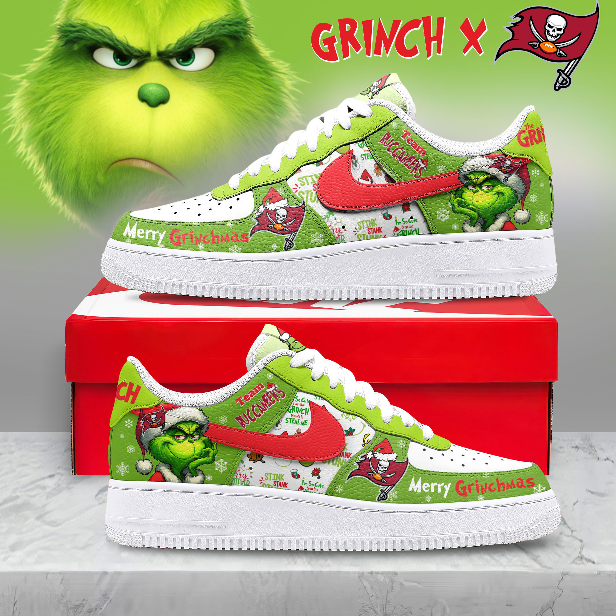 Tampa Bay Buccaneers | Premium NFL Grinch AF1 Limited Edition TD