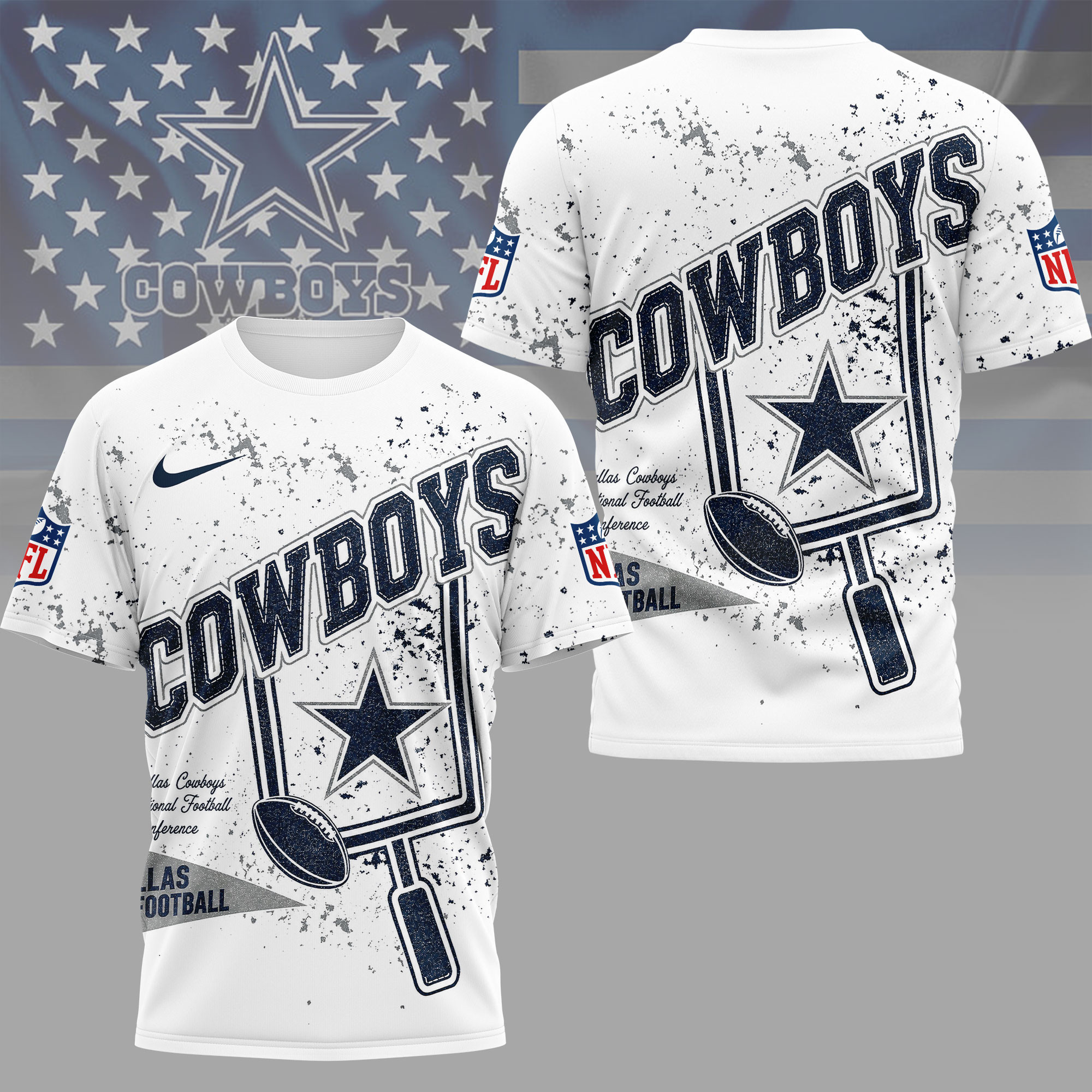 Dallas Cowboys | Premium NFL Vintage Splatter Graphic 3D Shirt NY