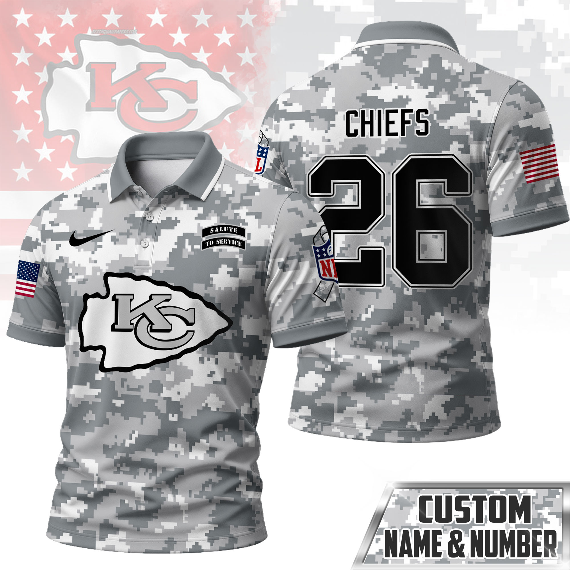 Kansas City Chiefs | Premium NFL Salute To Service Camo Polo Shirt NY
