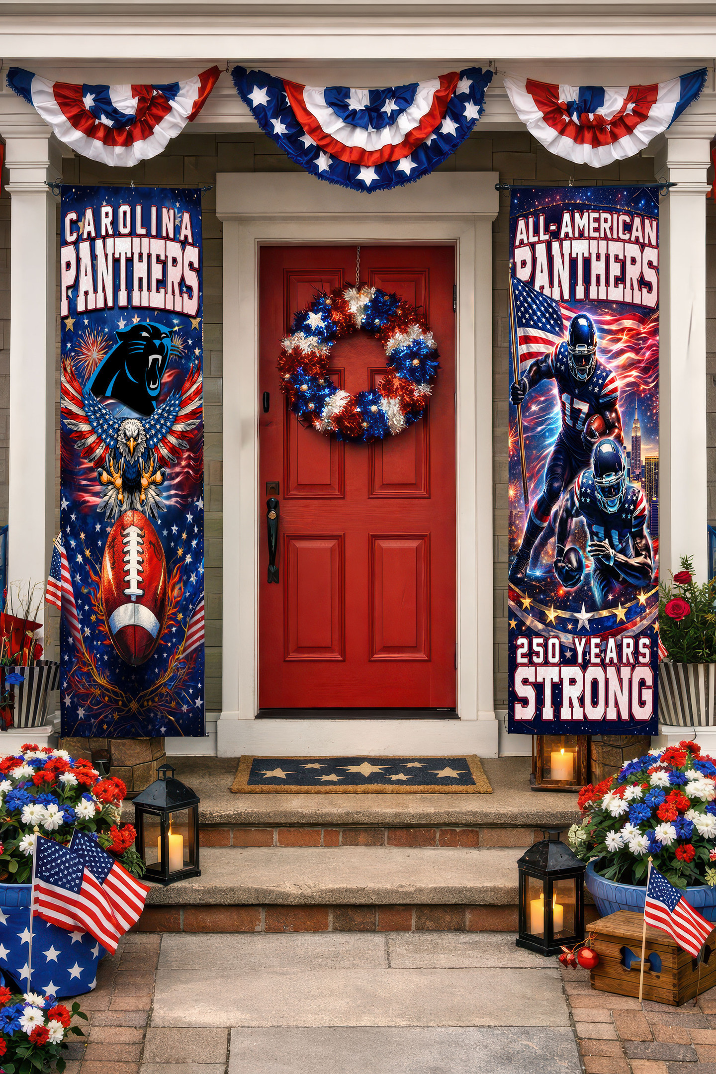 Carolina Panthers | Premium NFL 250th Anniversary Of America Independence Day Porch Sign HY