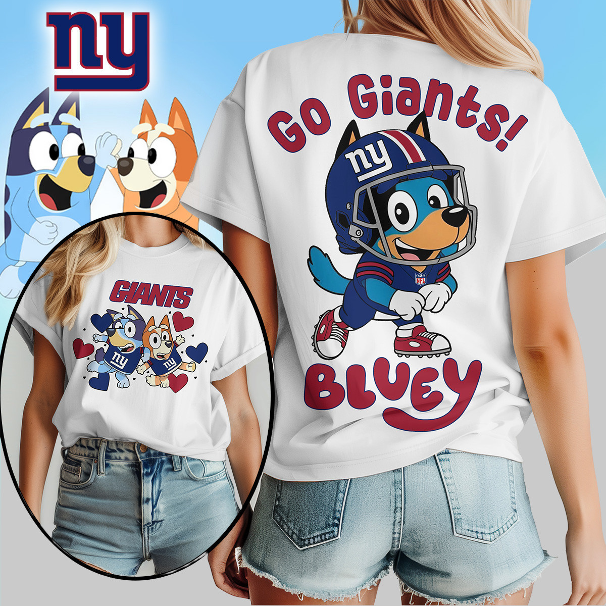 New York Giants | Premium NFL Bluey Women's Shirt TD