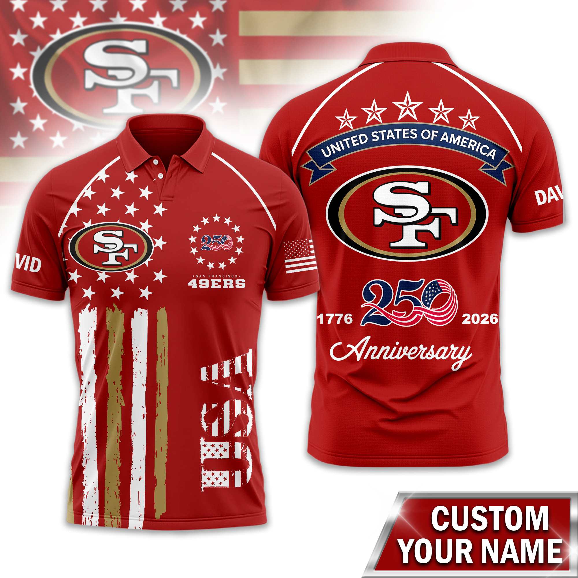 San Francisco 49ers | Premium NFL American Semiquincentennial Polo Shirt TD