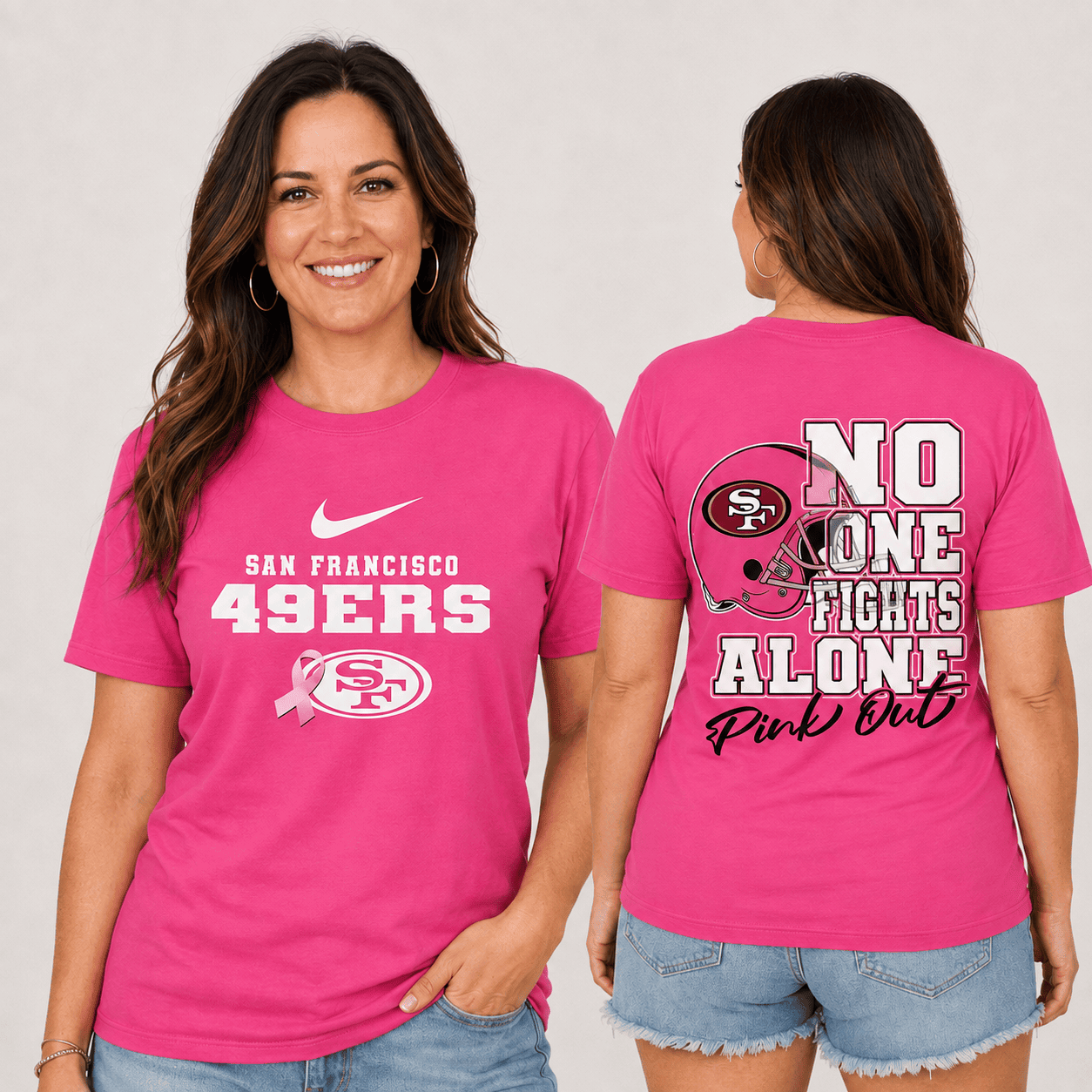 San Francisco 49ers | Premium NFL No One Fight Alone Pink Out T-Shirt TD