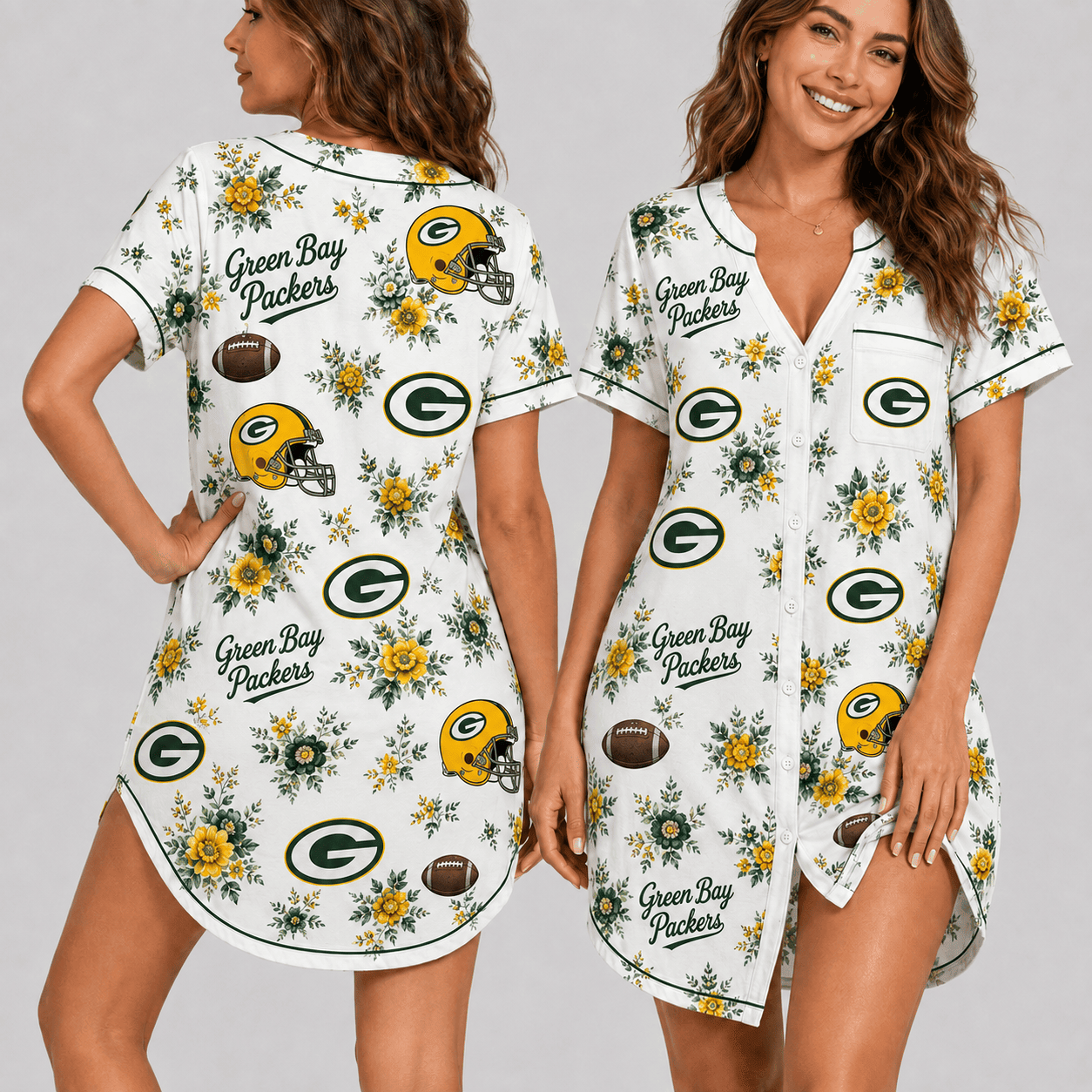Green Bay Packers | Premium NFL Football Fan Favorites Women Pajamas Dress TD