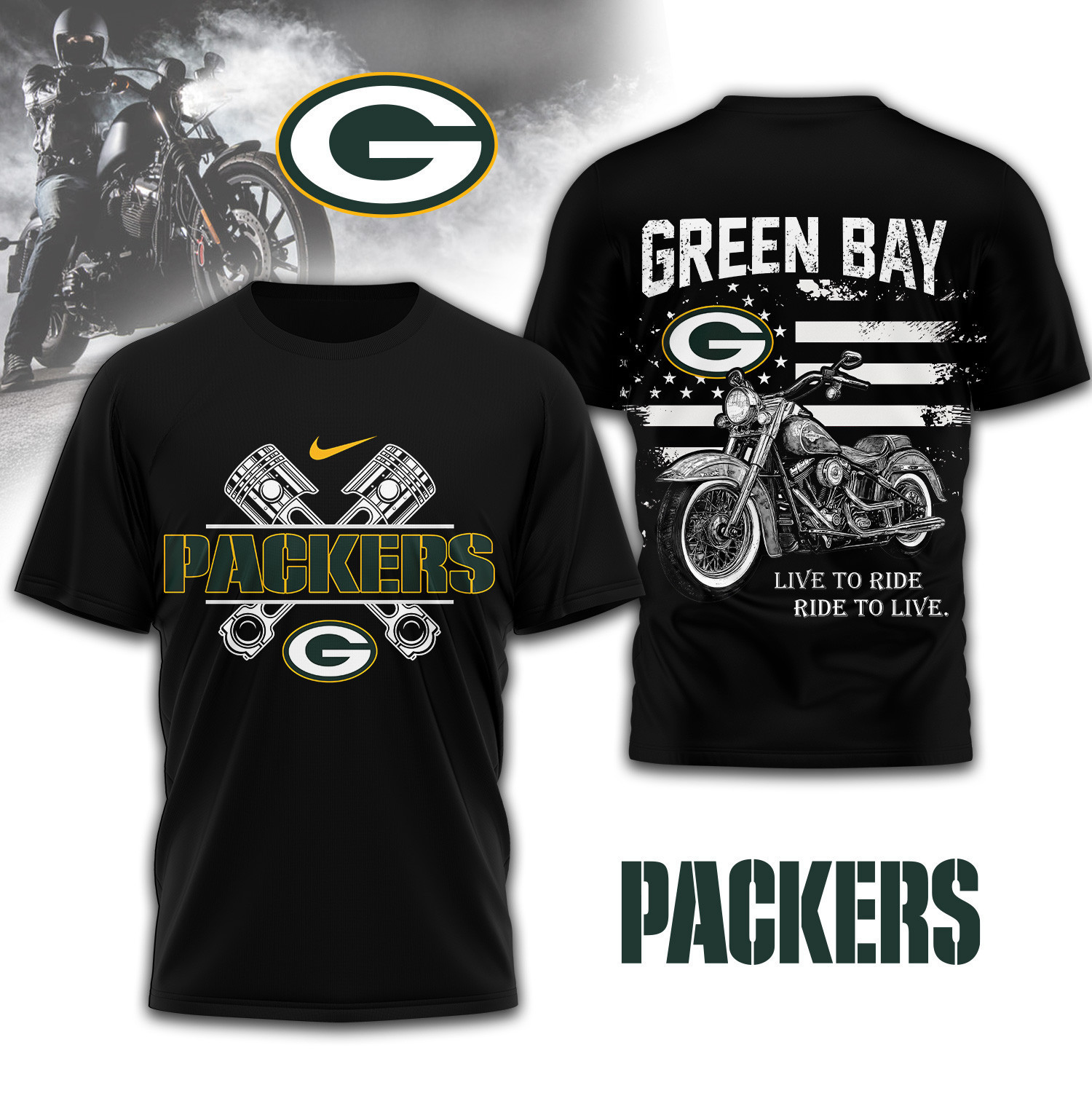 Green Bay Packers | Premium NFL Biker 3D Shirt TD230825