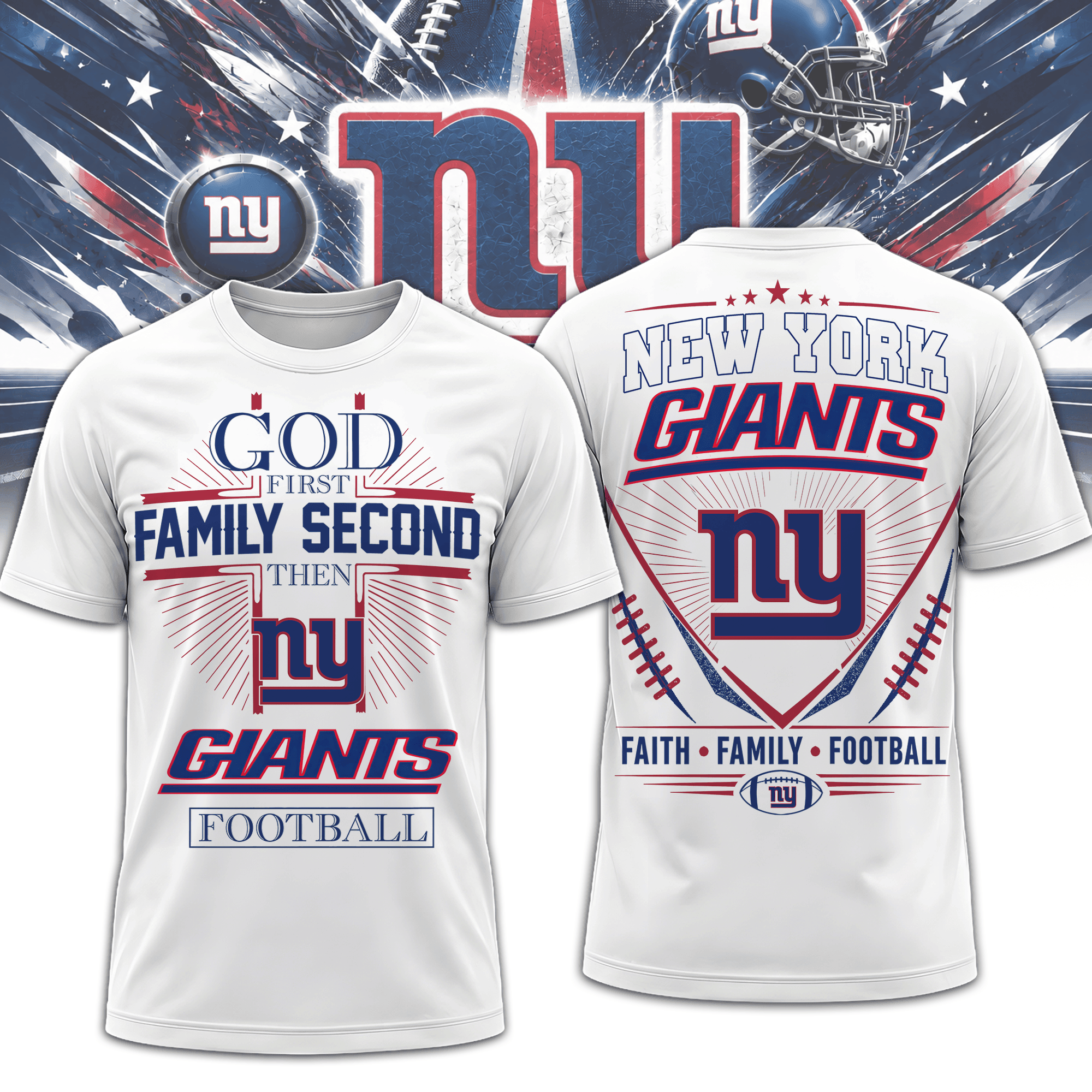 New York Giants | Premium NFL Faith, Family, Football 3D Shirt NTH1
