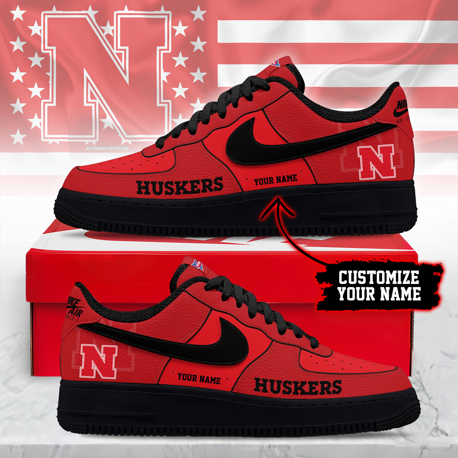 Nebraska Cornhuskers | Premium NCAA Custom AF1 Shoes NY