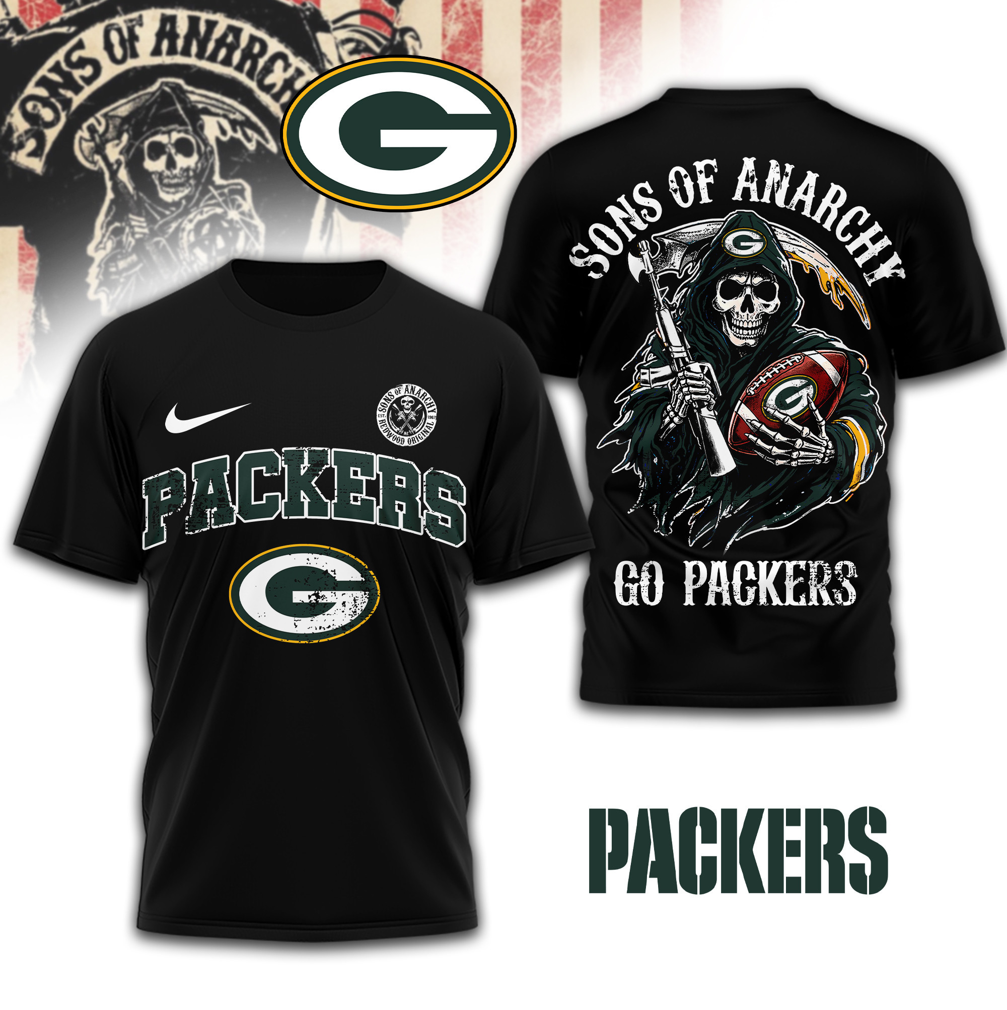 Green Bay Packers | Premium NFL Sons of Anarchy 3D Shirt TD