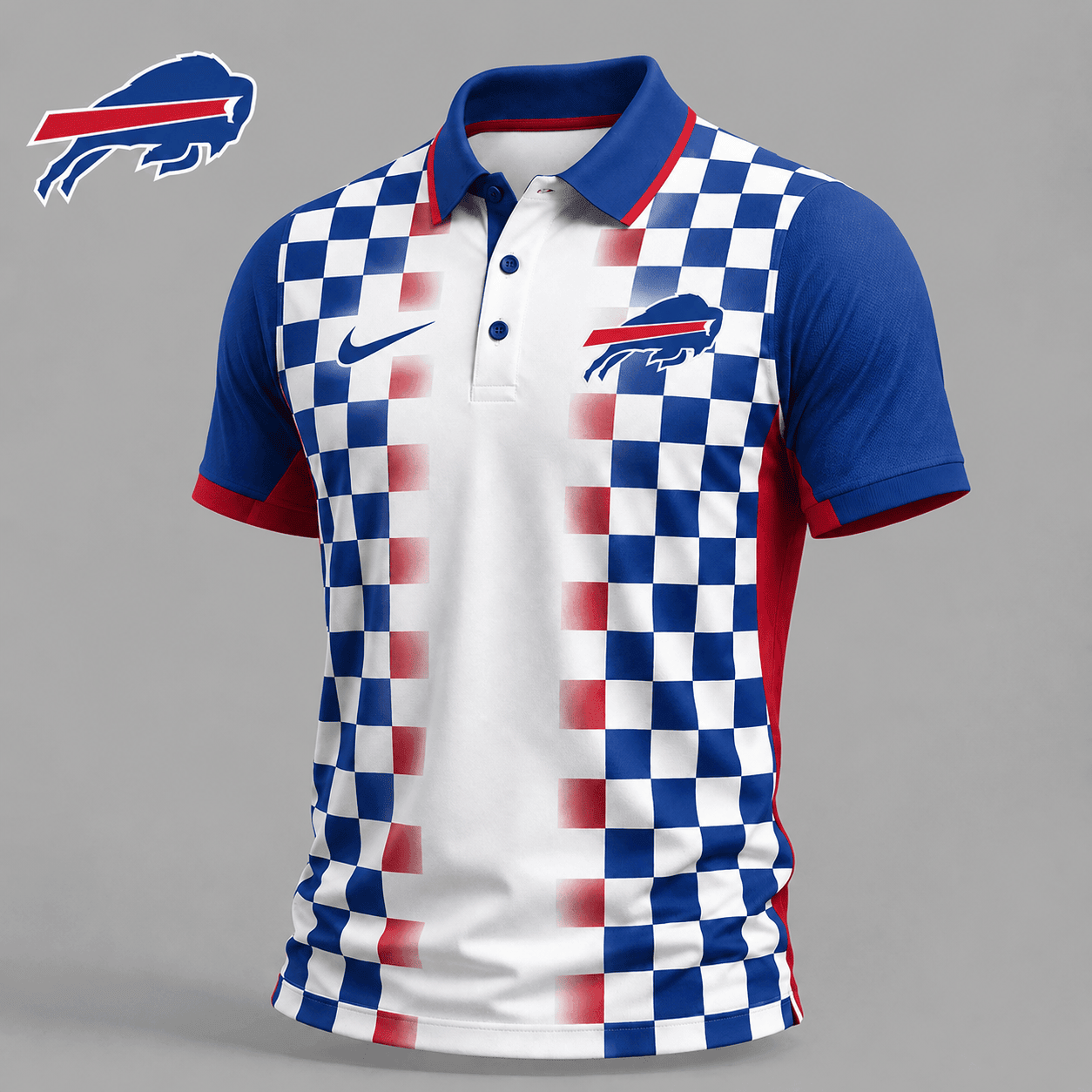 Buffalo Bills | Premium NFL Checkered Fade Polo Shirt NY