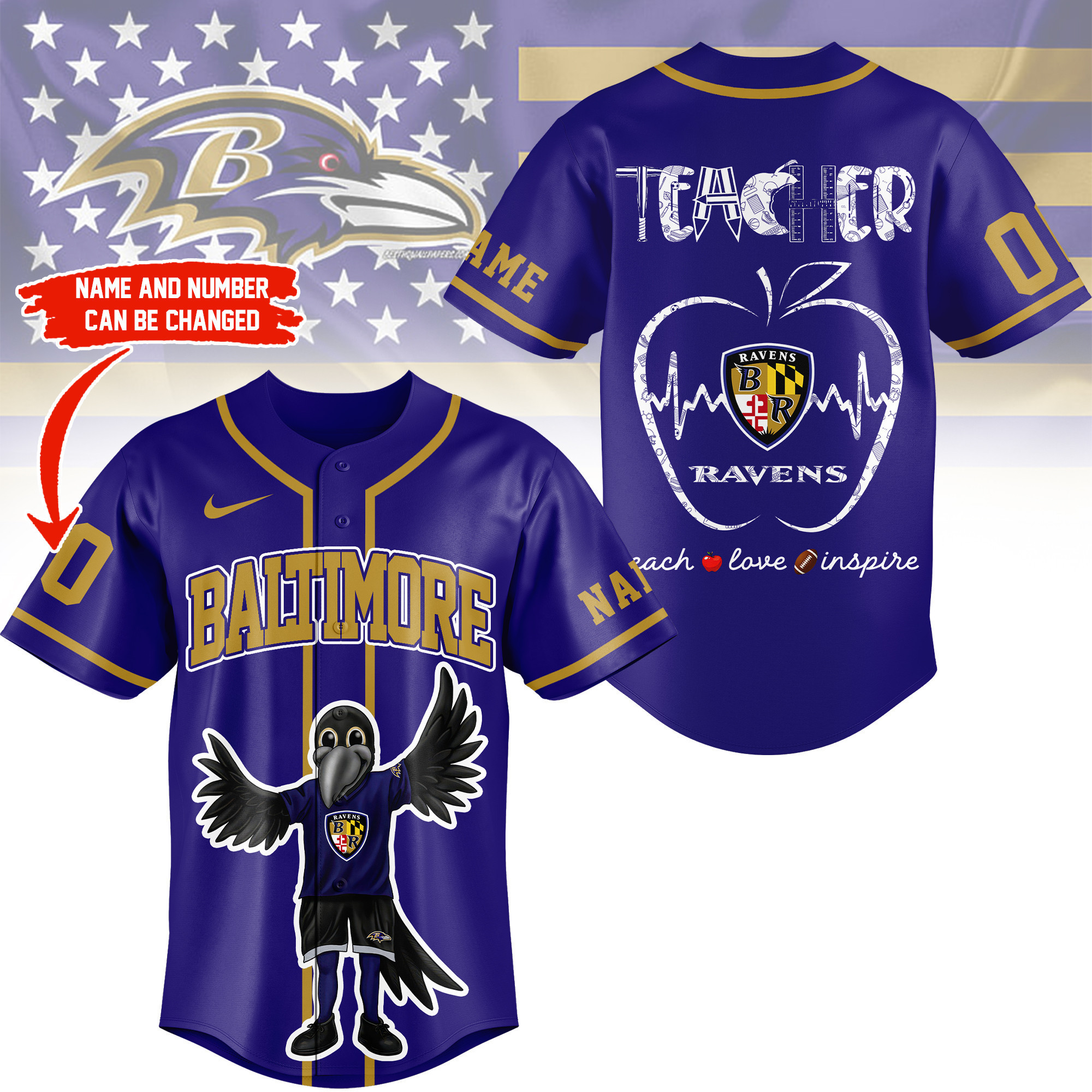 Baltimore Ravens | Premium NFL Teacher Appreciation Month Jersey Shirt NY