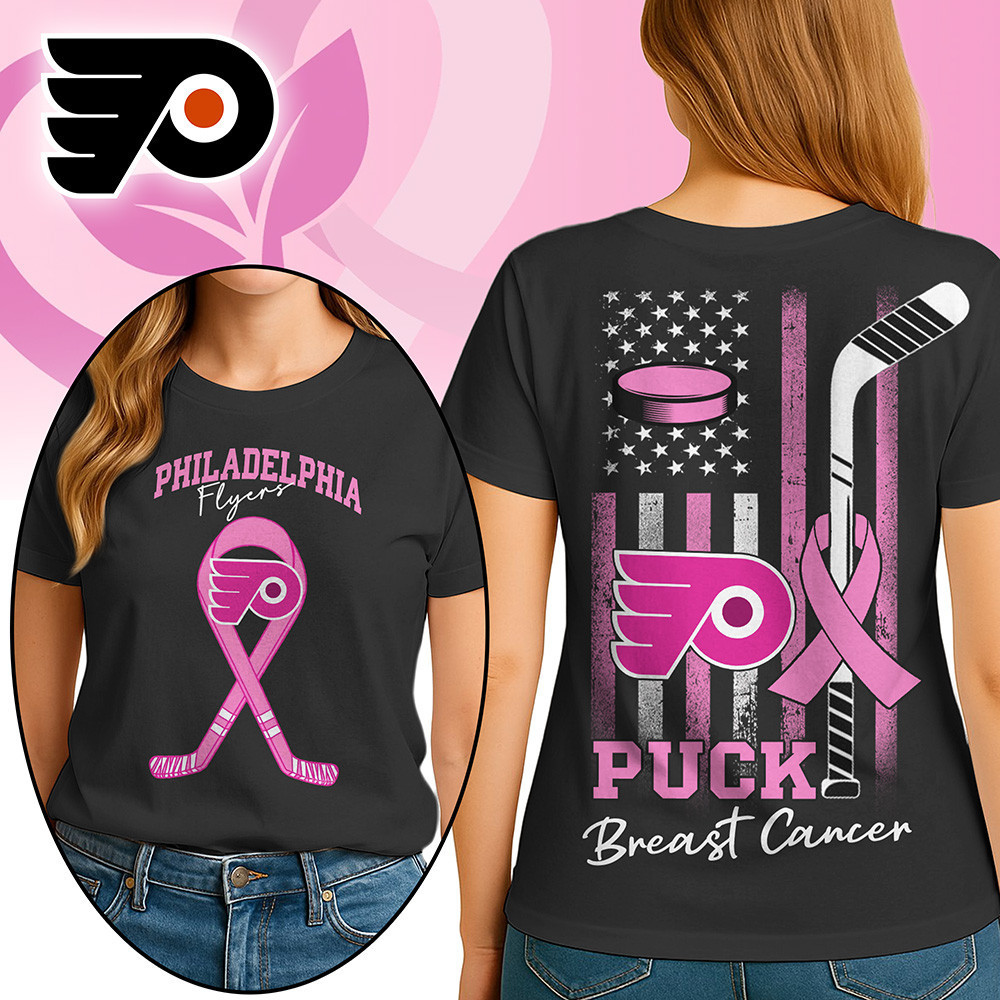 Philadelphia Flyers | Premium NHL Puck Breast Cancer 3D Shirt HI