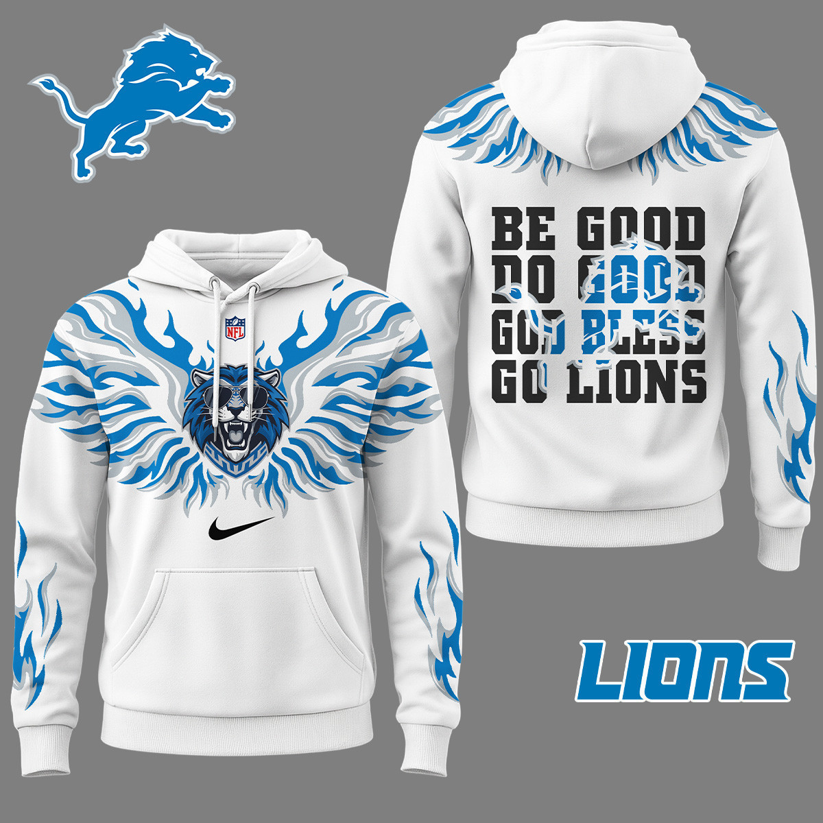 Detroit Lions | Premium NFL Fire Wings 3D Hoodie NY
