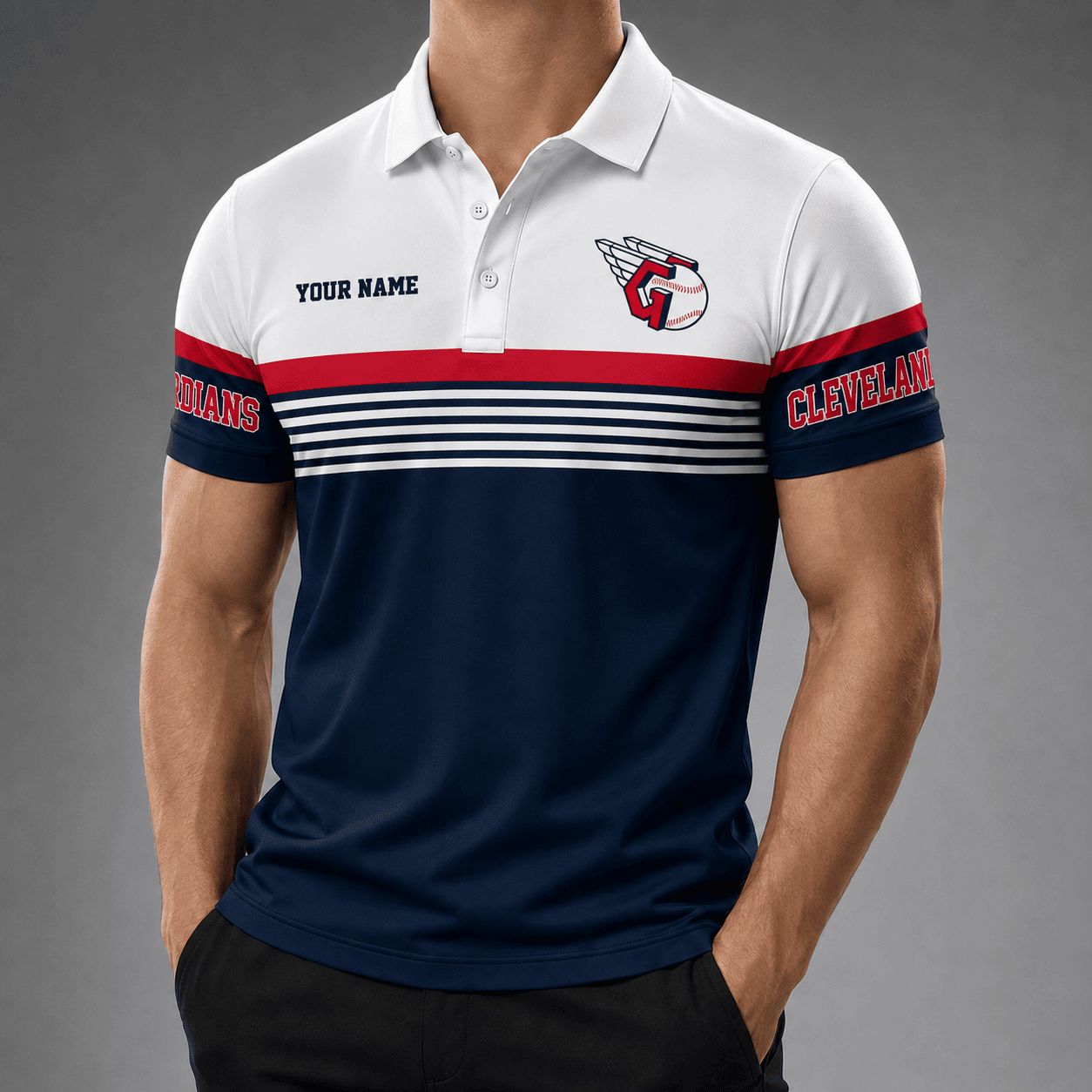 Cleveland Guardians | Premium MLB Personalized Men's Polo Shirt
