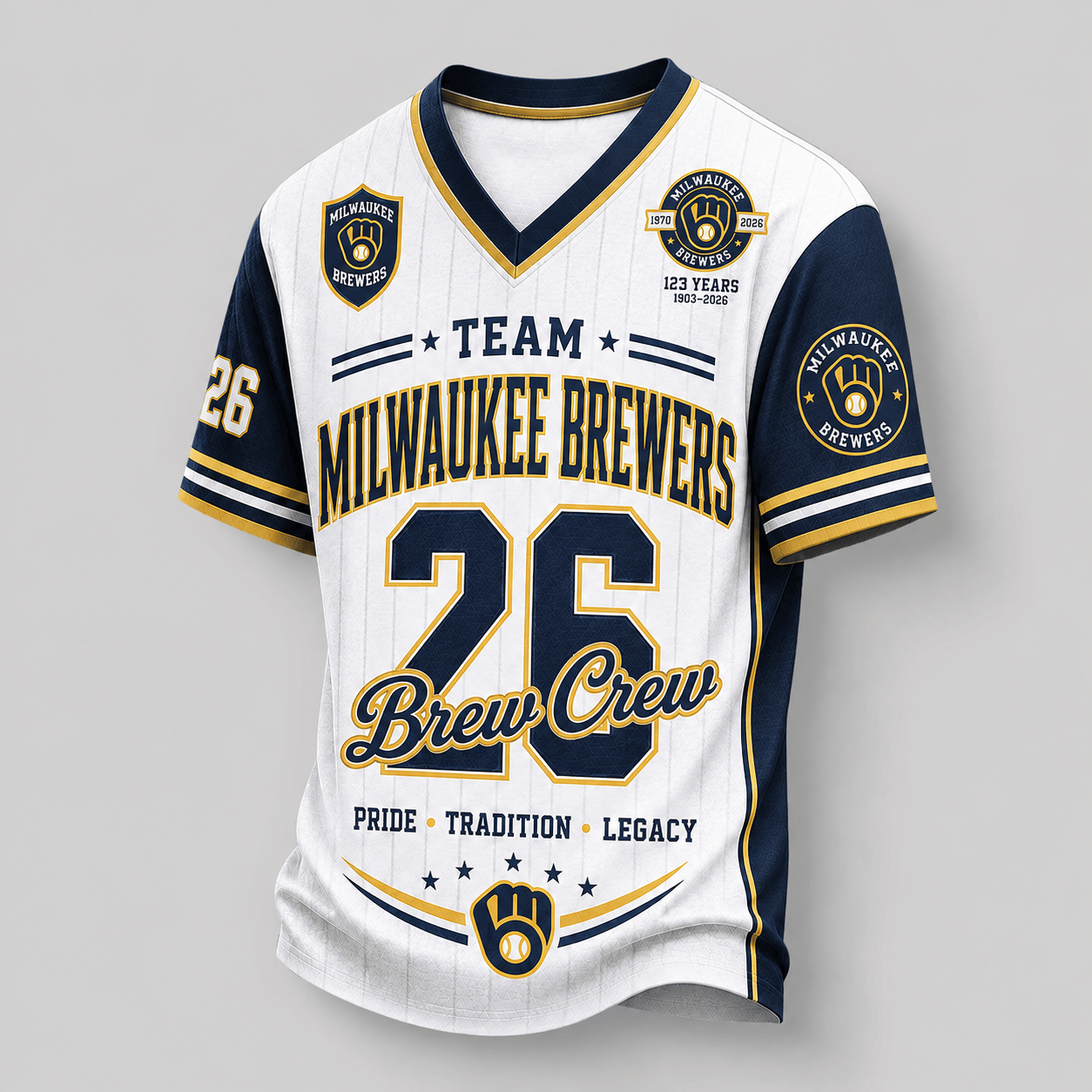 Milwaukee Brewers | Premium MLB Legacy Pride V-Neck Jersey