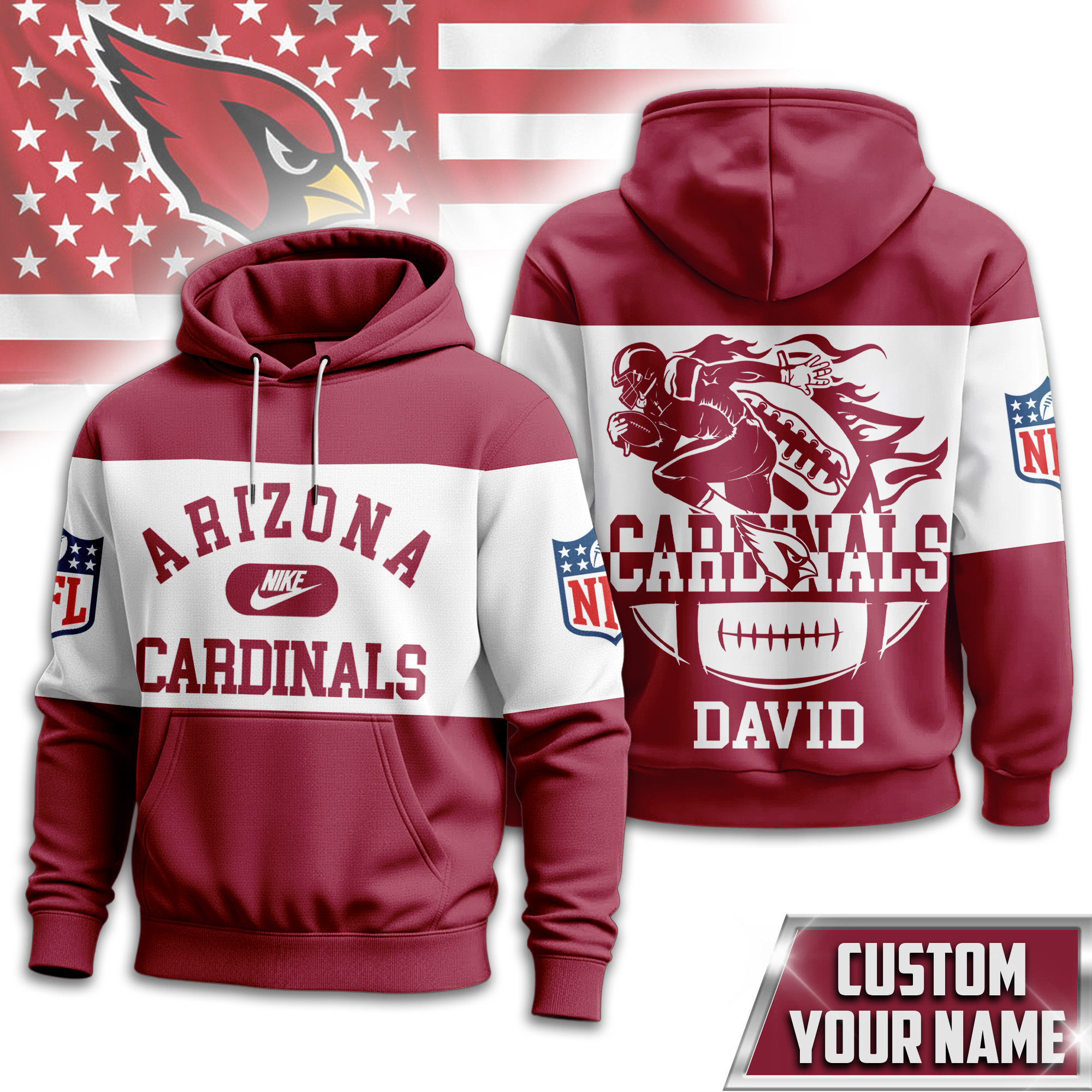 Arizona Cardinals | Premium NFL Touchdown Spirit Personalized Hoodie TD