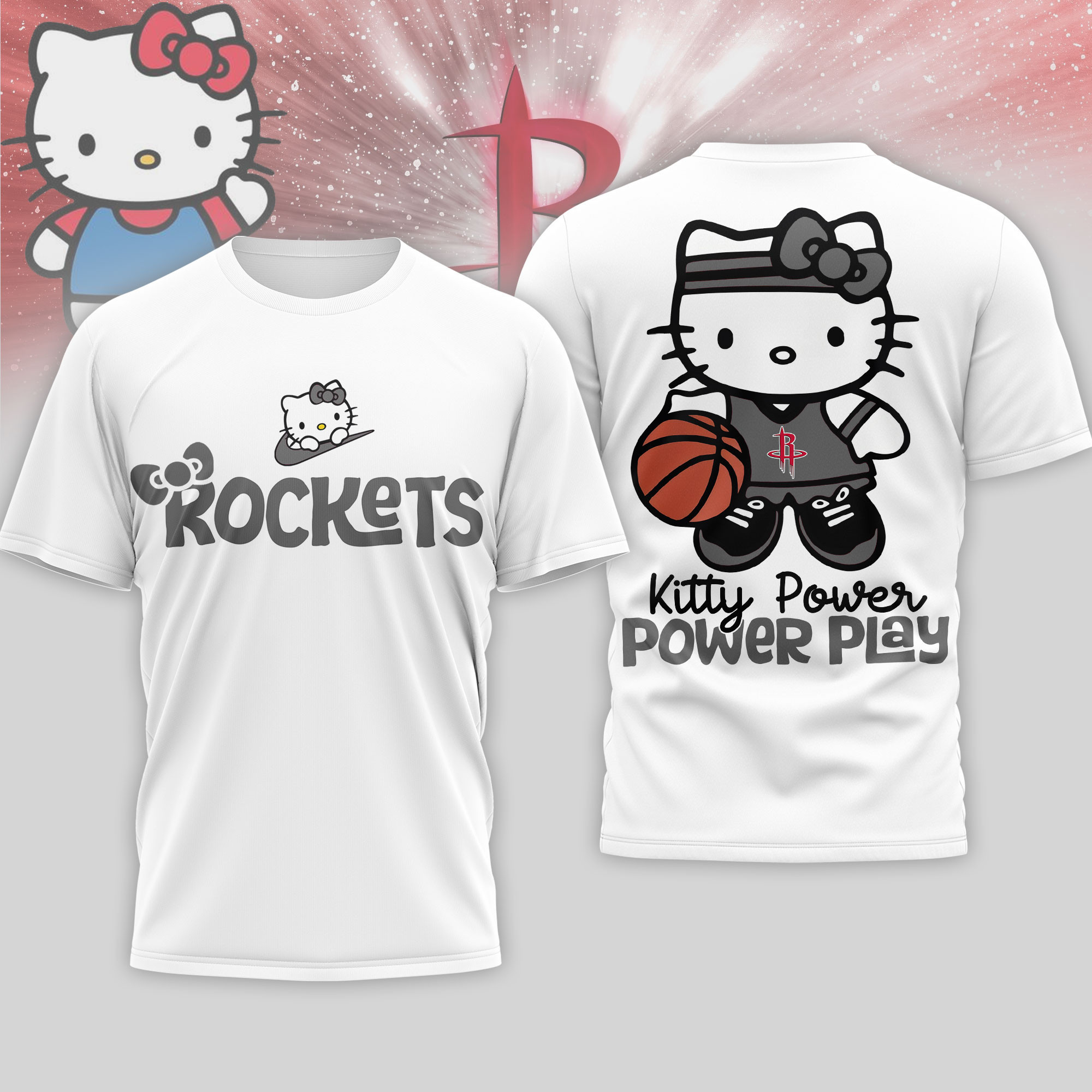Houston Rockets | Premium NBA Hello Kitty Power Play 3D Shirt NP