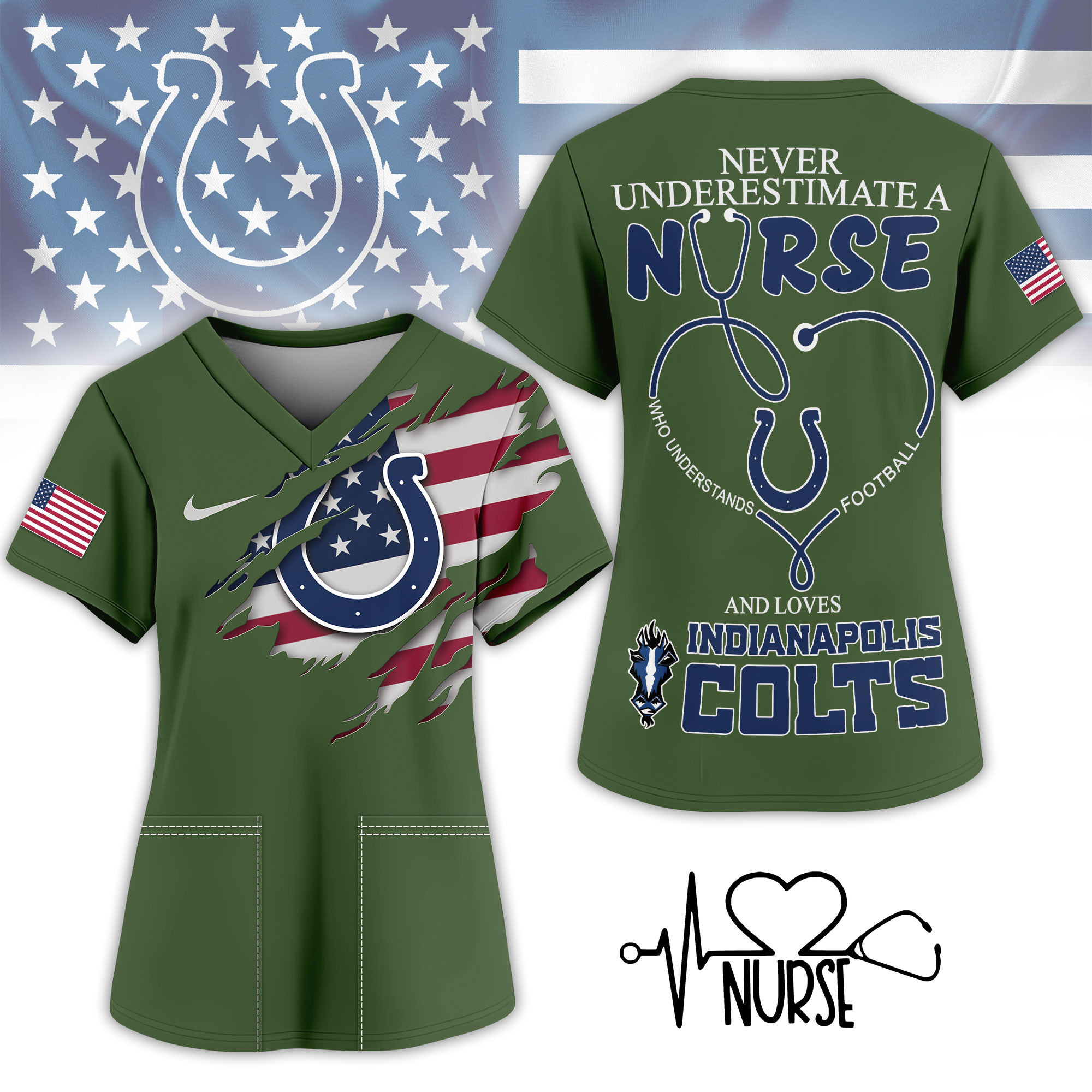 Indianapolis Colts | Premium NFL Army Nurse 3D Shirt NY