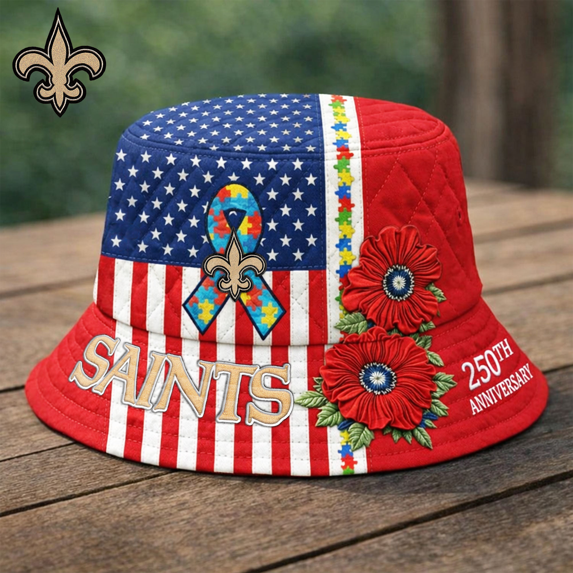 New Orleans Saints | Premium NFL Autism 250th Anniversary Bucket Hat TD