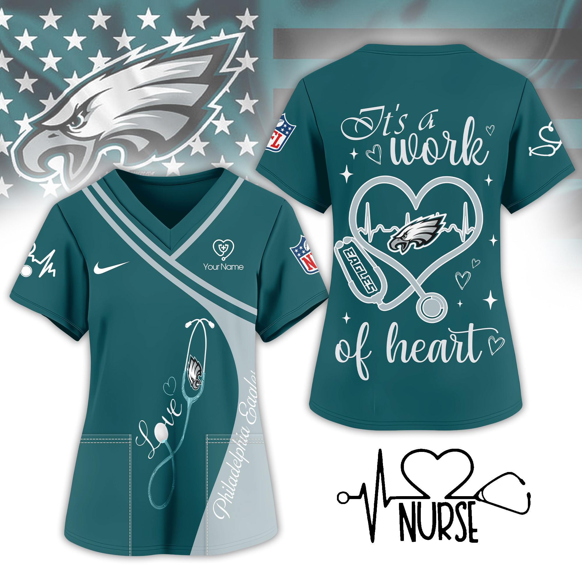 Philadelphia Eagles | Premium NFL Nurse Pride 3D Shirt NY